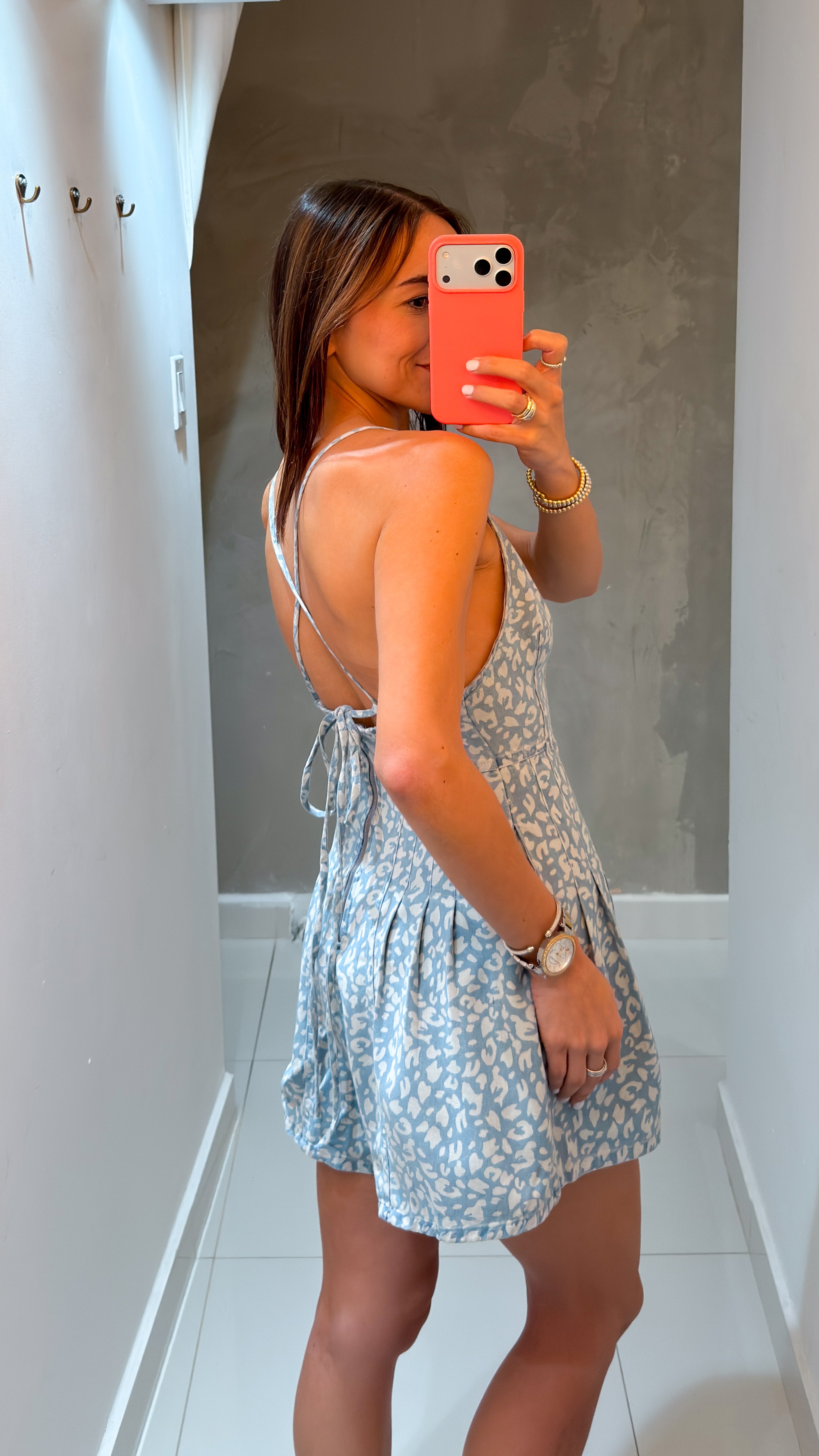 LOLA ANIMAL PRINT DENIM ROMPER