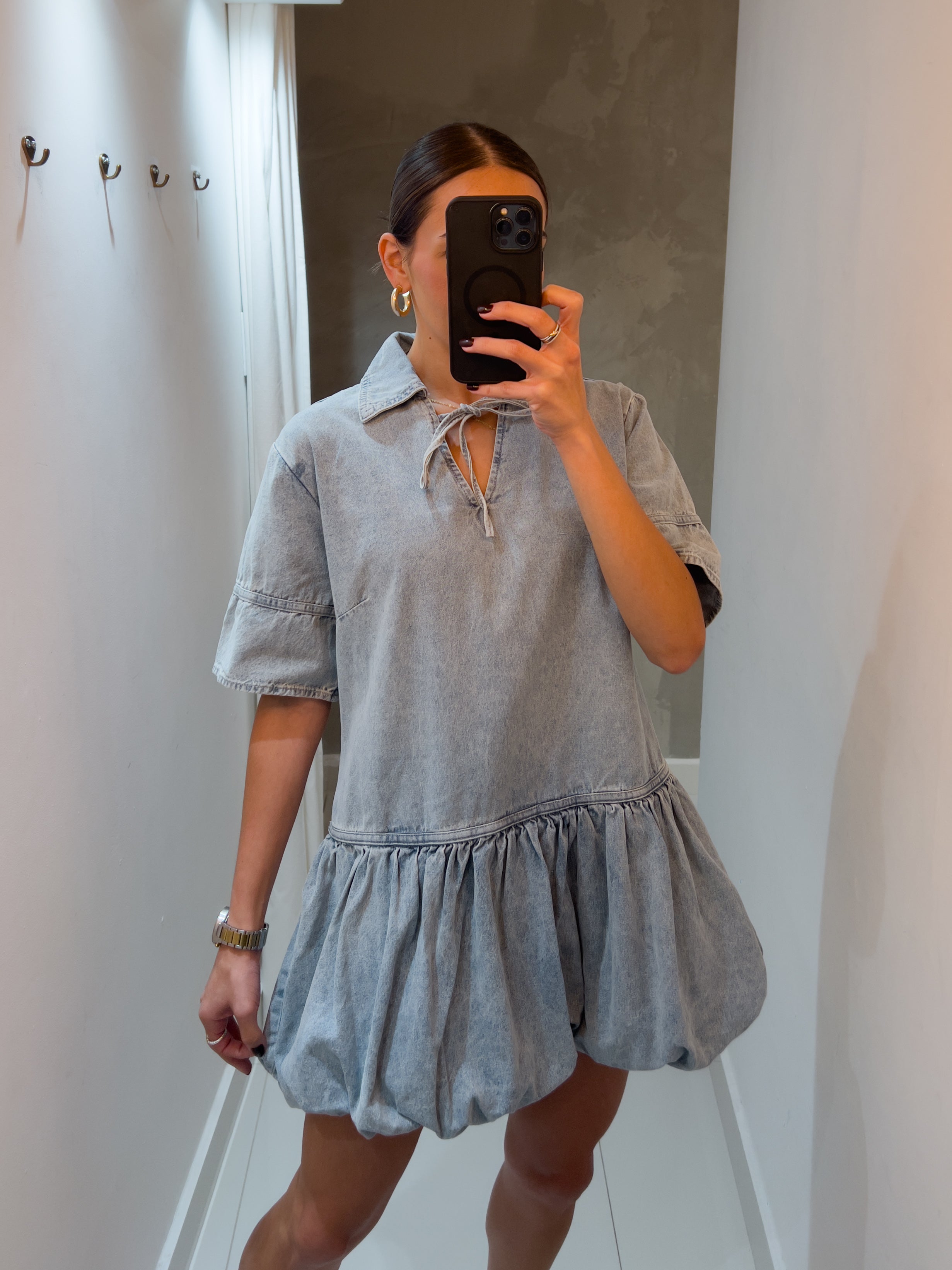 ARI DENIM BUBBLE DRESS