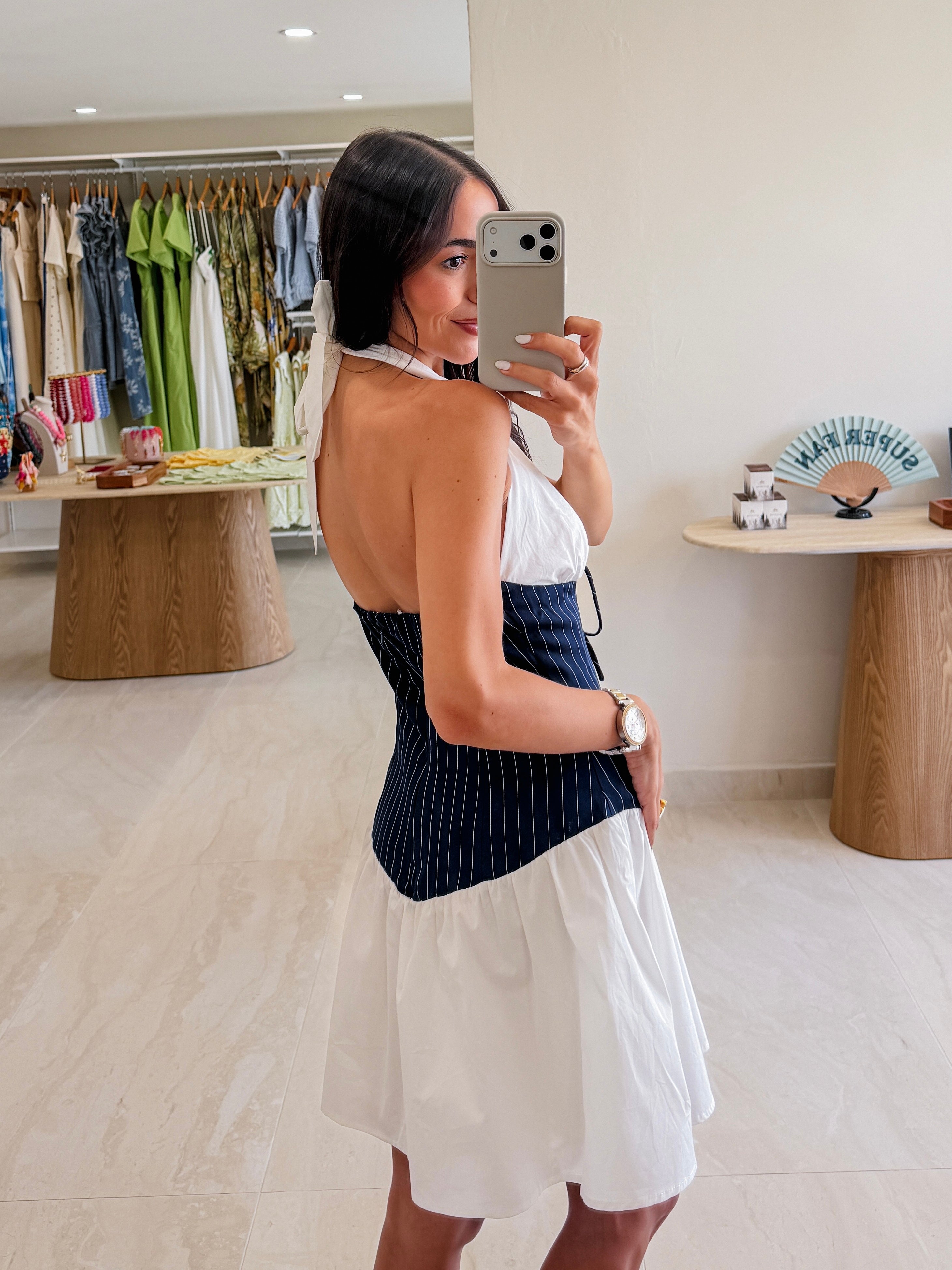 FABIANA HALTER CONTRAST DRESS