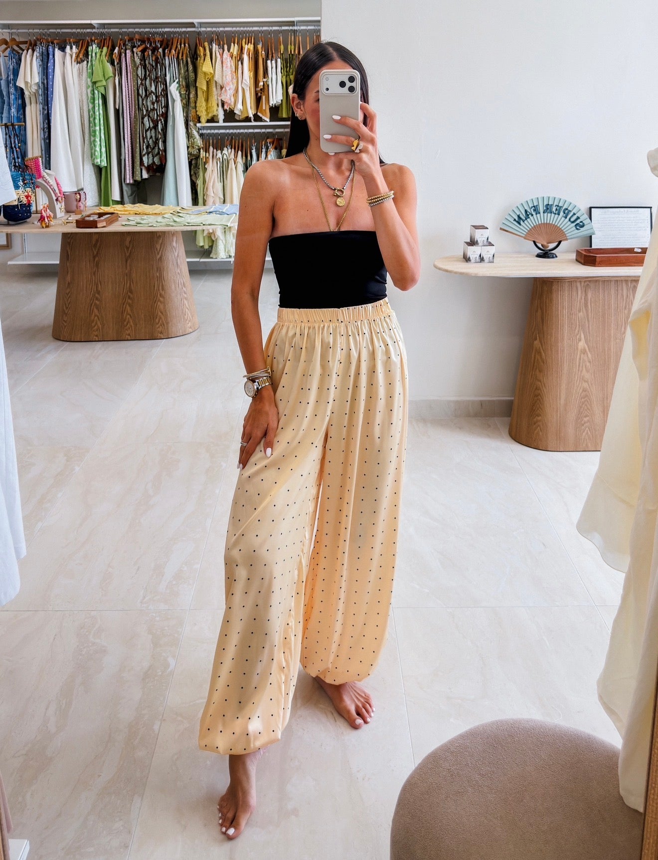 ASHLEY BUTTER YELLOW POLKA DOT JOGGER