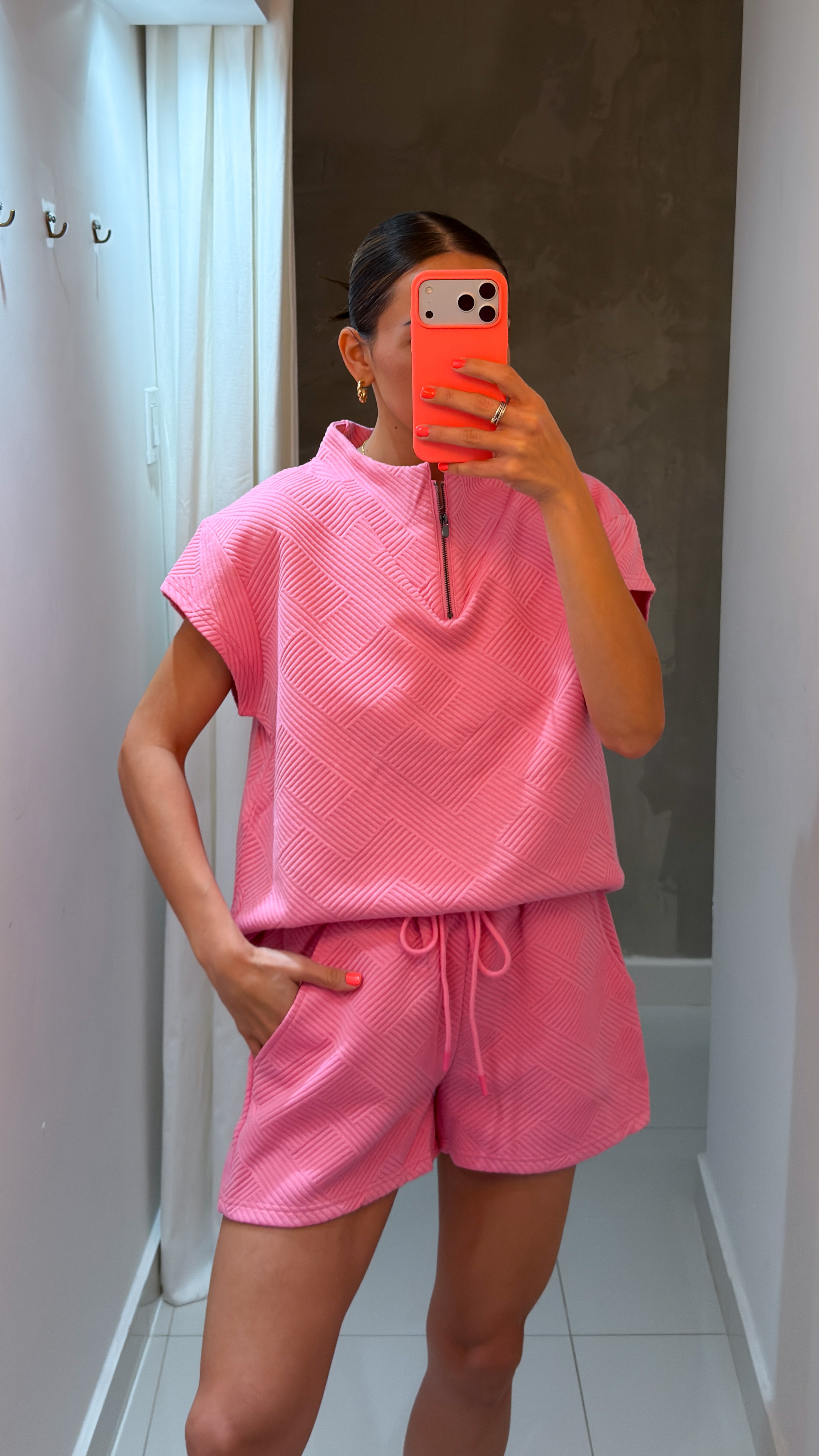 EVELYN LOUNGE SHORTS SET IN BUBBLEGUM