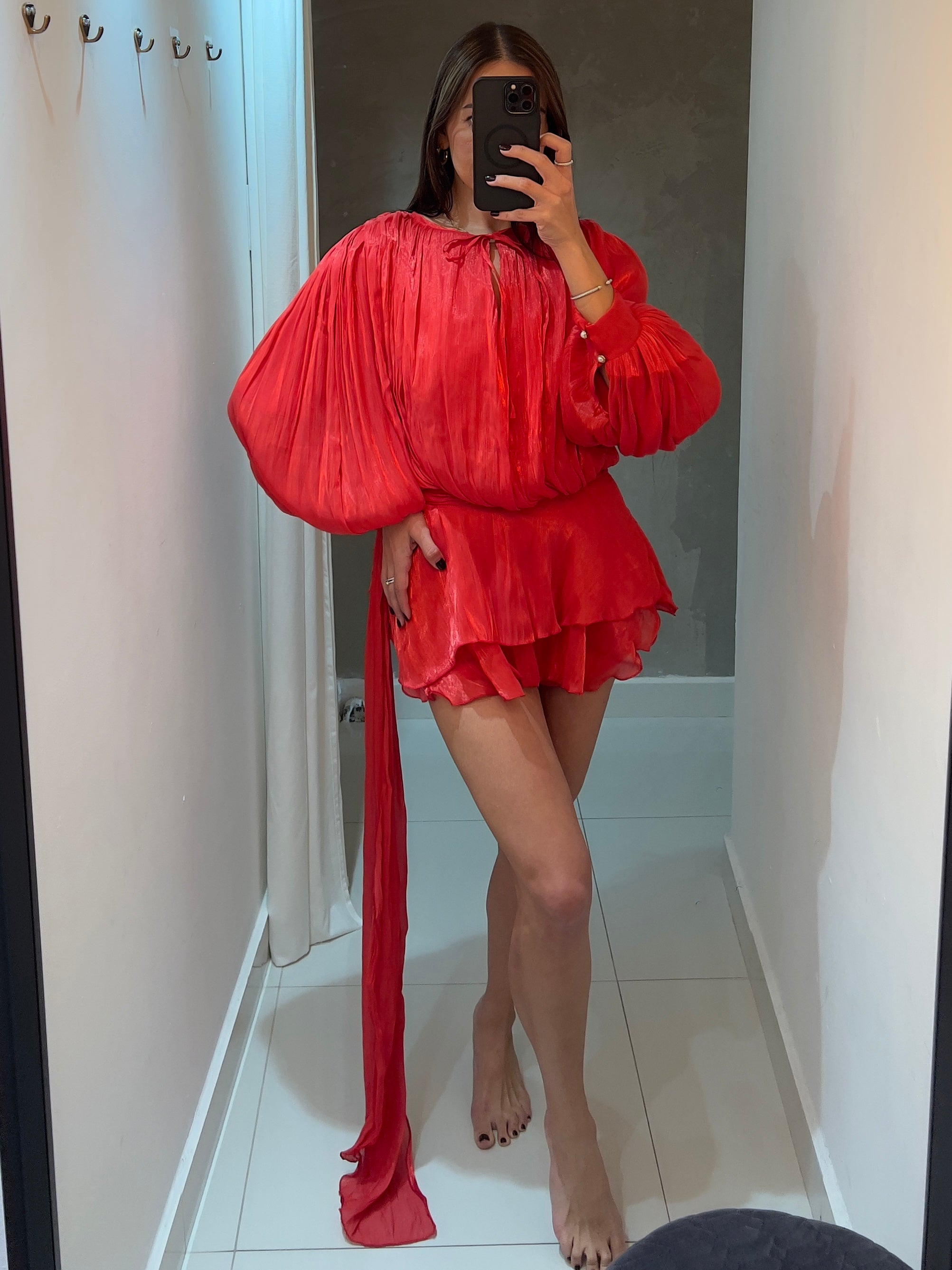 CHARLOTTE RED STATEMENT SHORTS SET