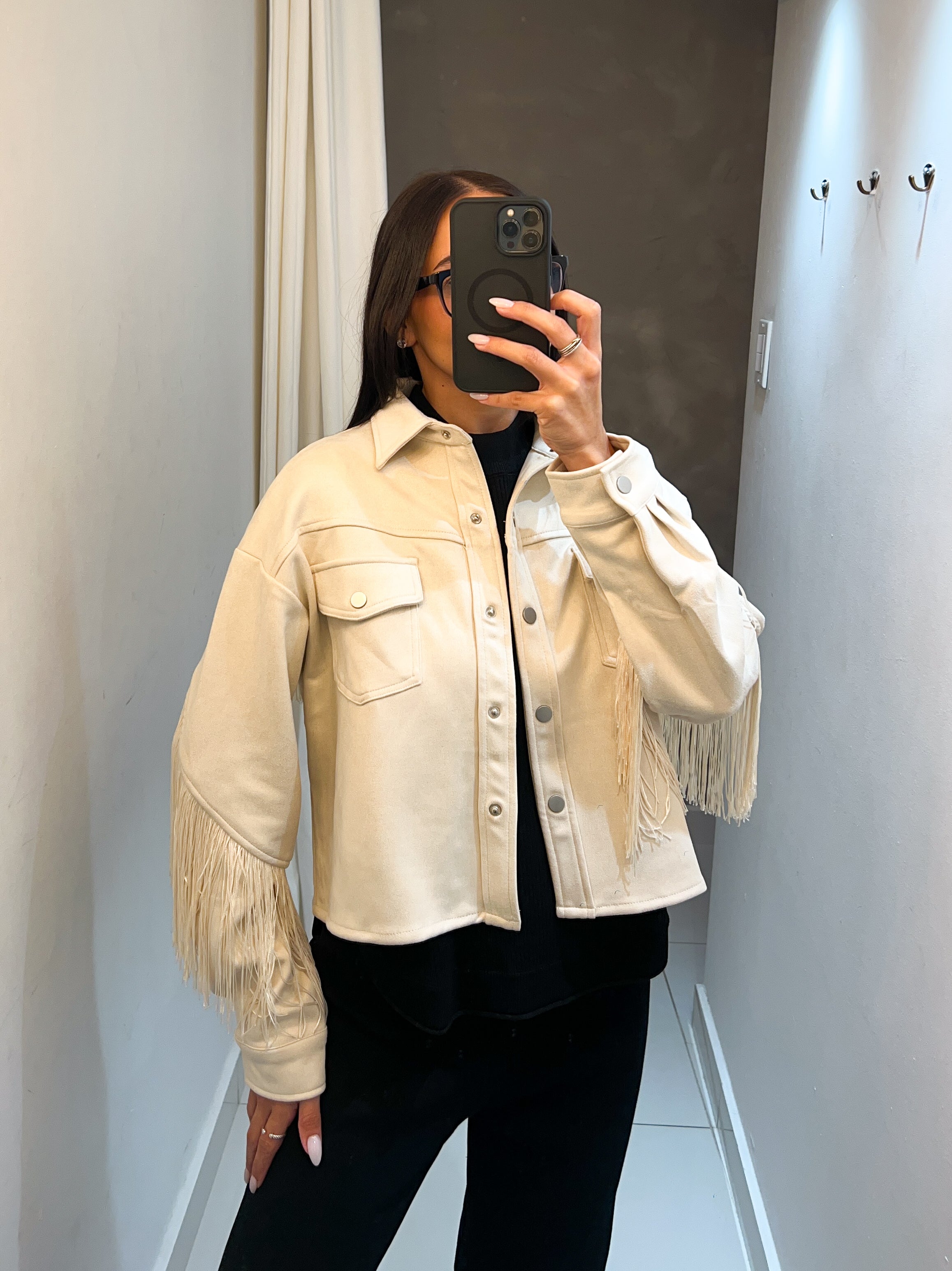 LUCY CREAM FRINGE JACKET
