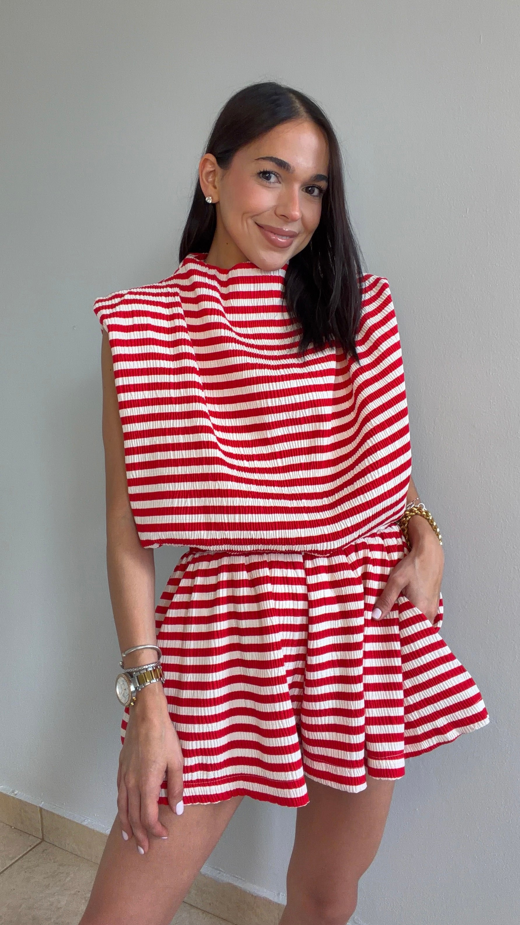 NATALIA RED STRIPES SET