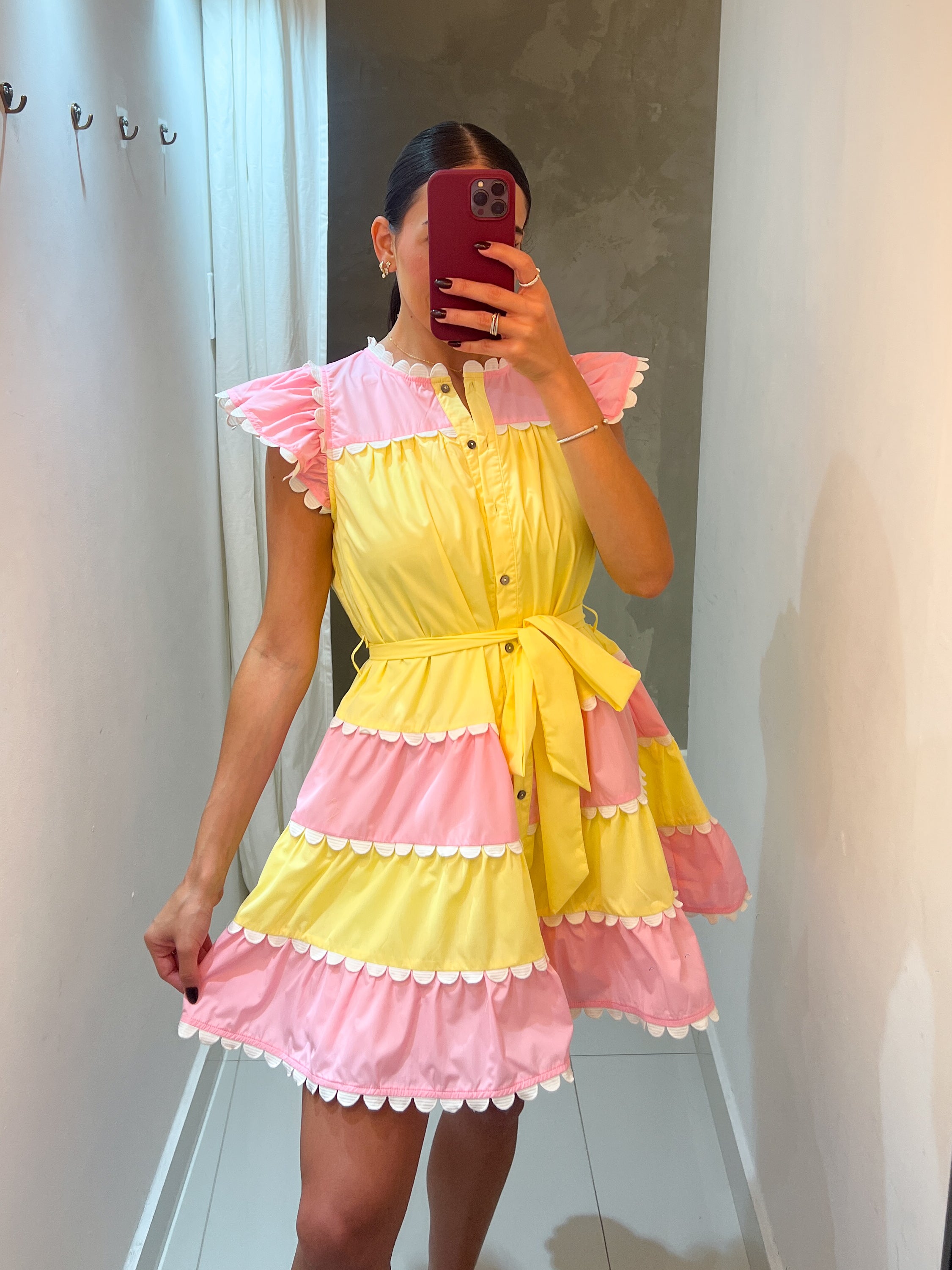 ARYA COLOR BLOCK TIERED DRESS