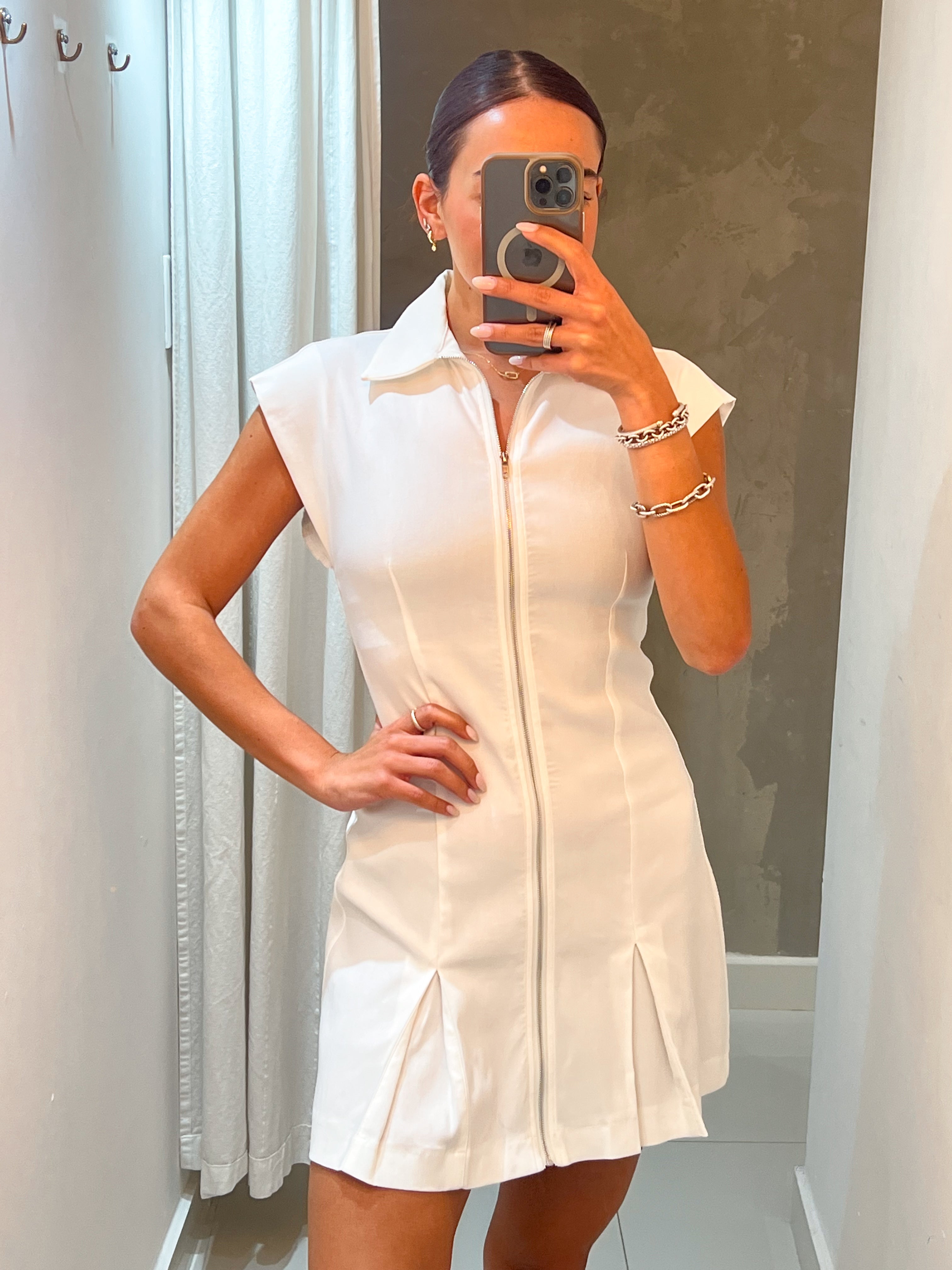 INNA ZIPPERED CONTOUR DRESS IN WHITE