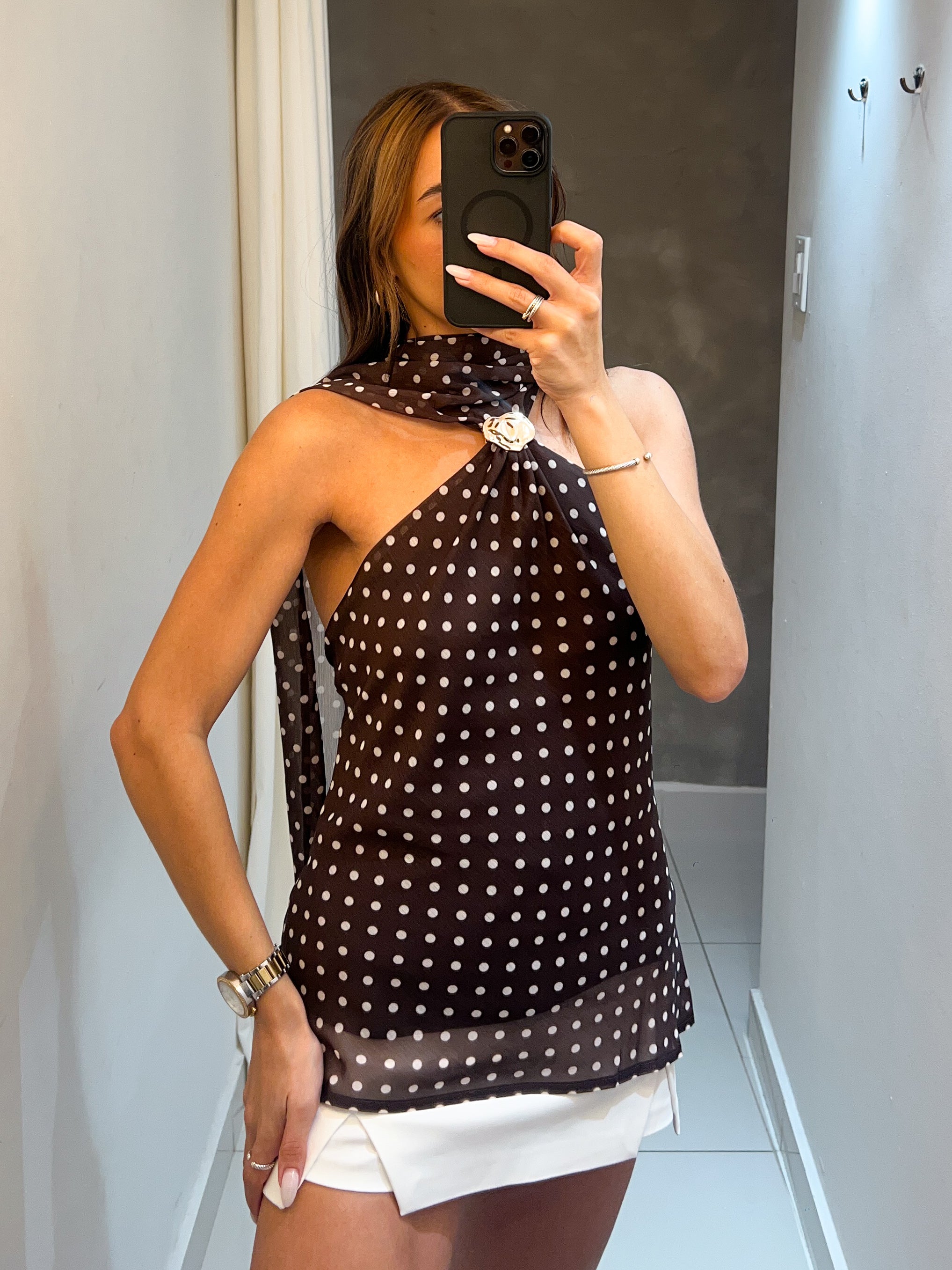 VALERIE POLKA DOT BROWN BLOUSE