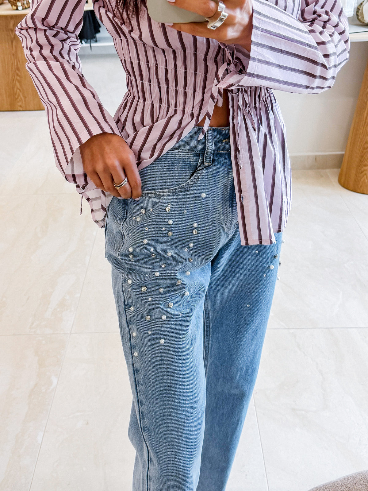 VALERIE PEARL & RHINESTONE JEANS