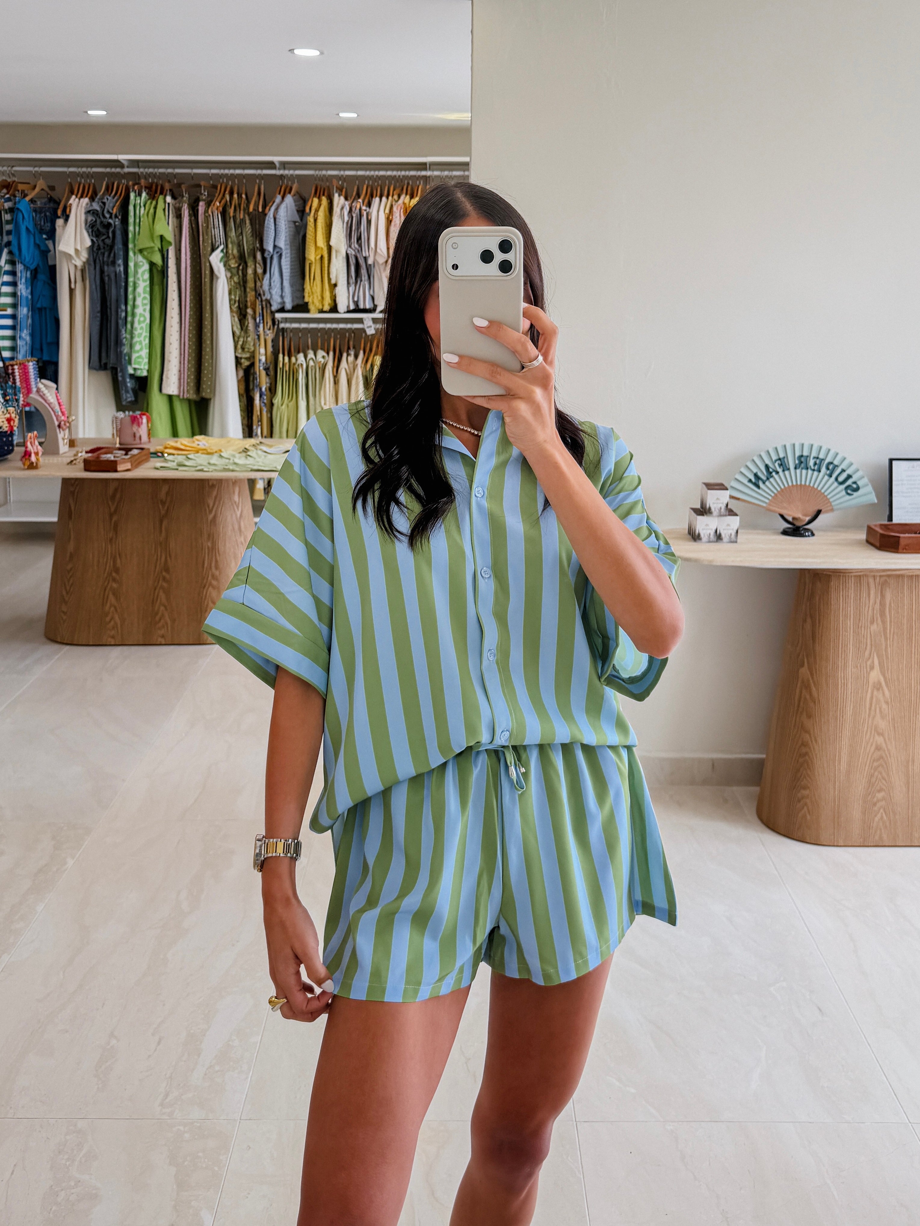 CAROLA GREEN SHORT SET