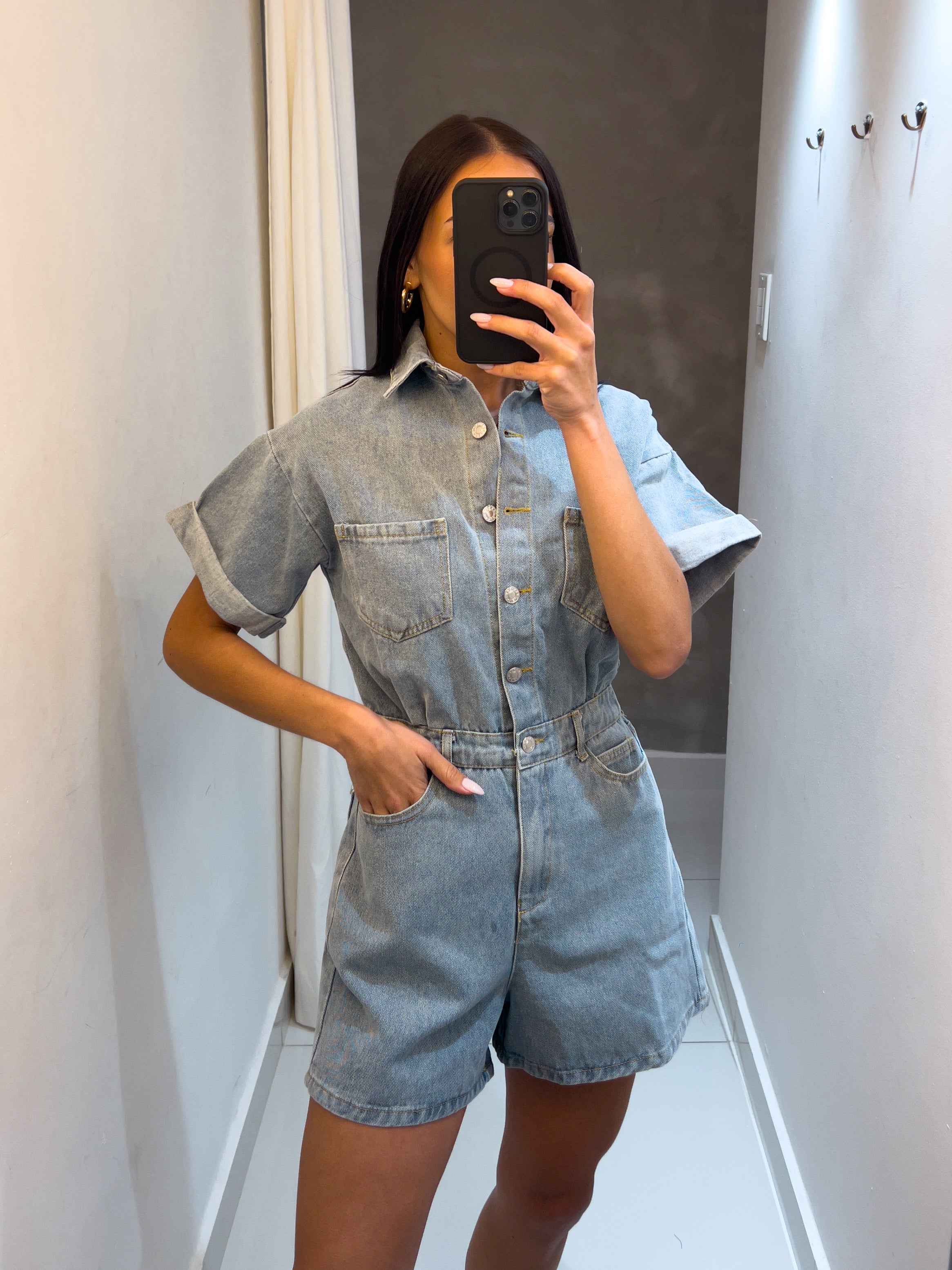 CAROLA LIGHT DENIM ROMPER