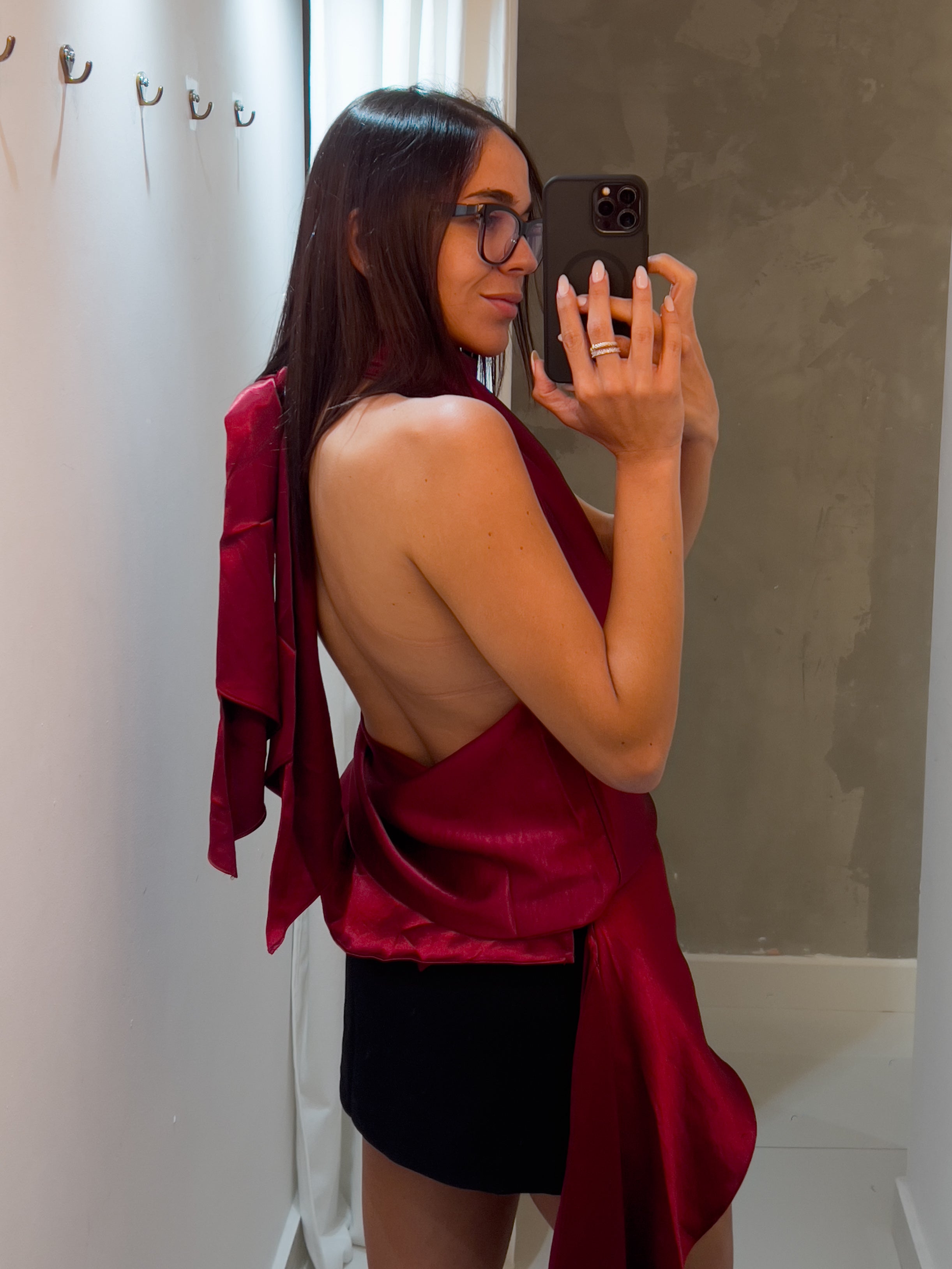 ATHINA TUNIC BLOUSE IN WINE RED