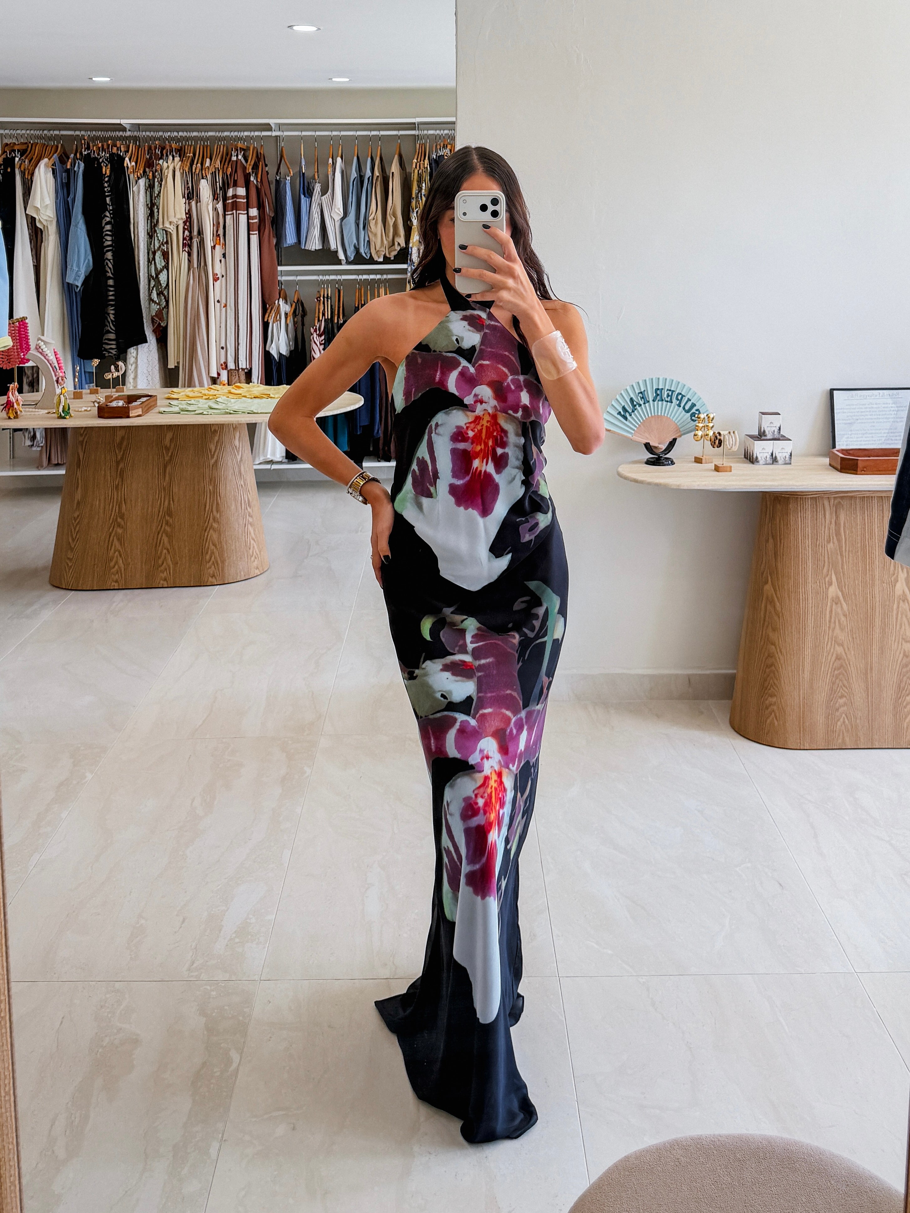 ATHENA ORCHID PRINT HALTER SKIRT SET