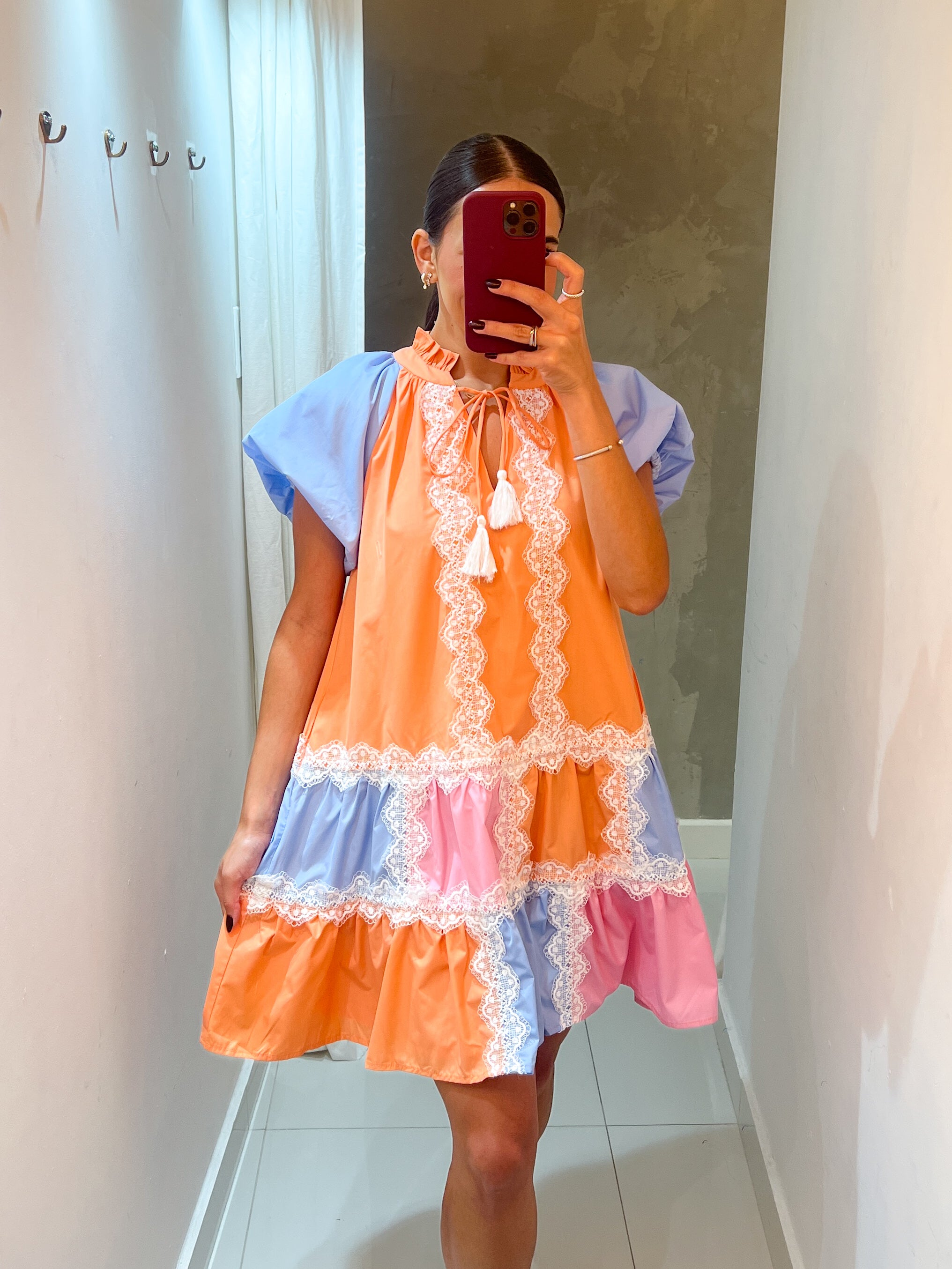 ALEXANDRA LACE DETAIL COLOR BLOCK DRESS