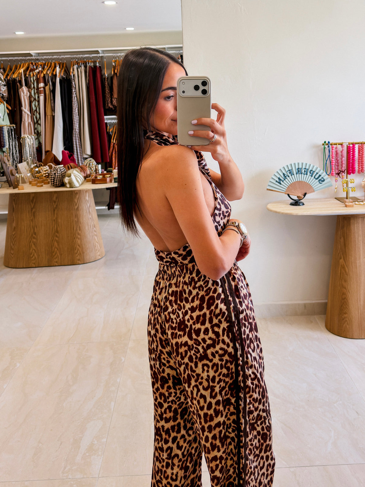 ANALIA BROWN ANIMAL PRINT PANTS SET