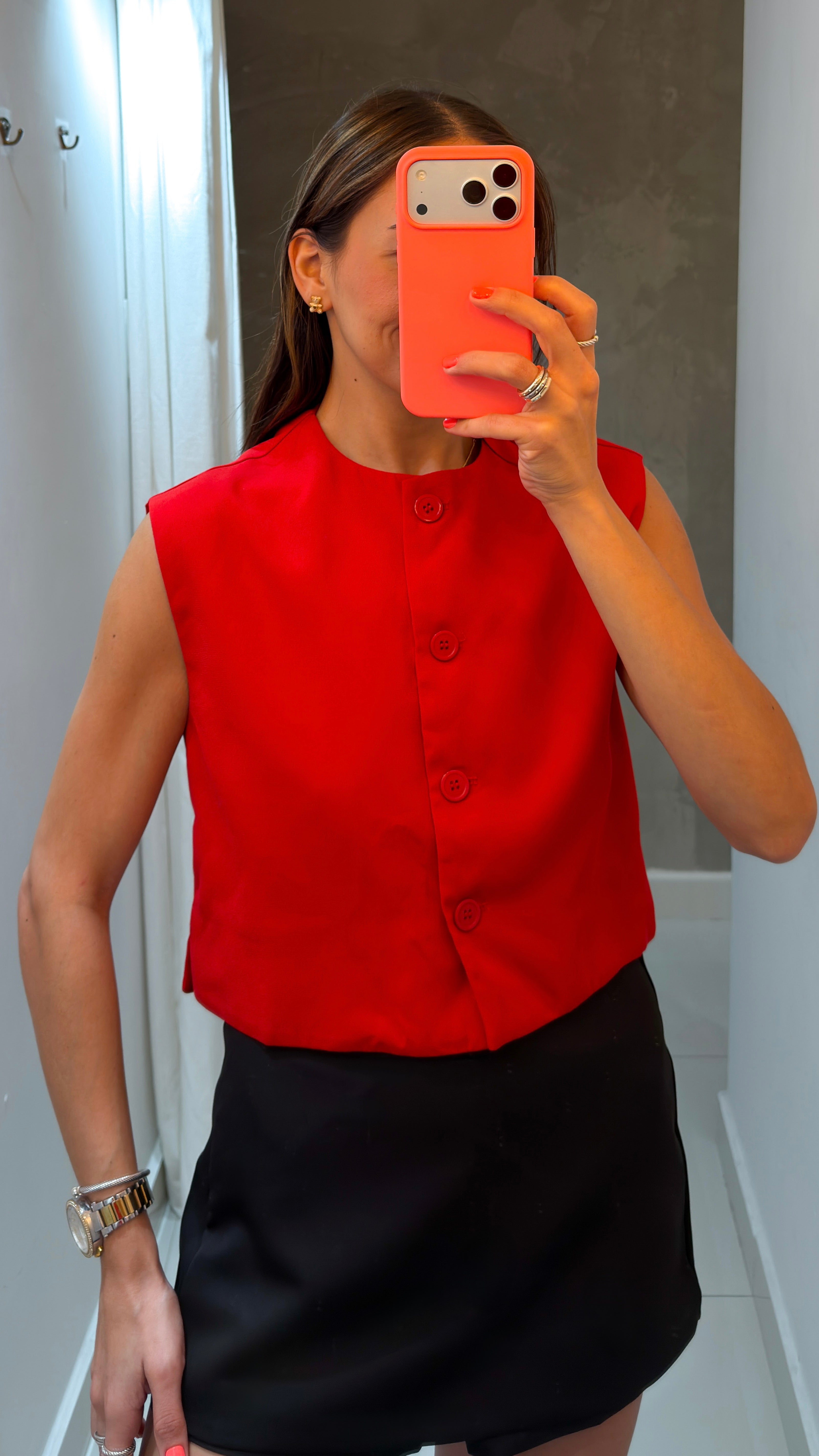 FABIANA RED VEST TOP