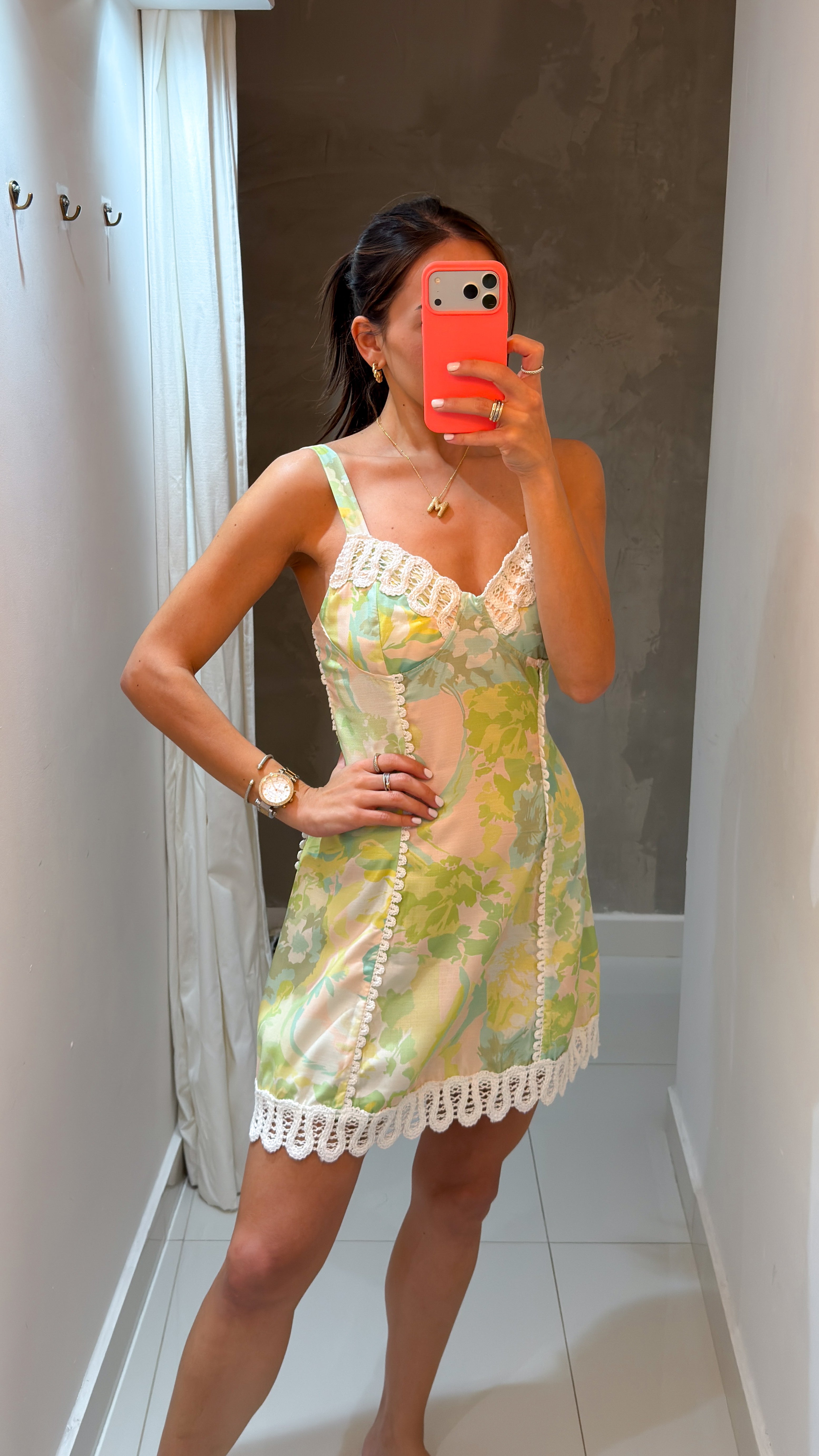 STACEY EMBROIDERED PRINT MINI DRESS