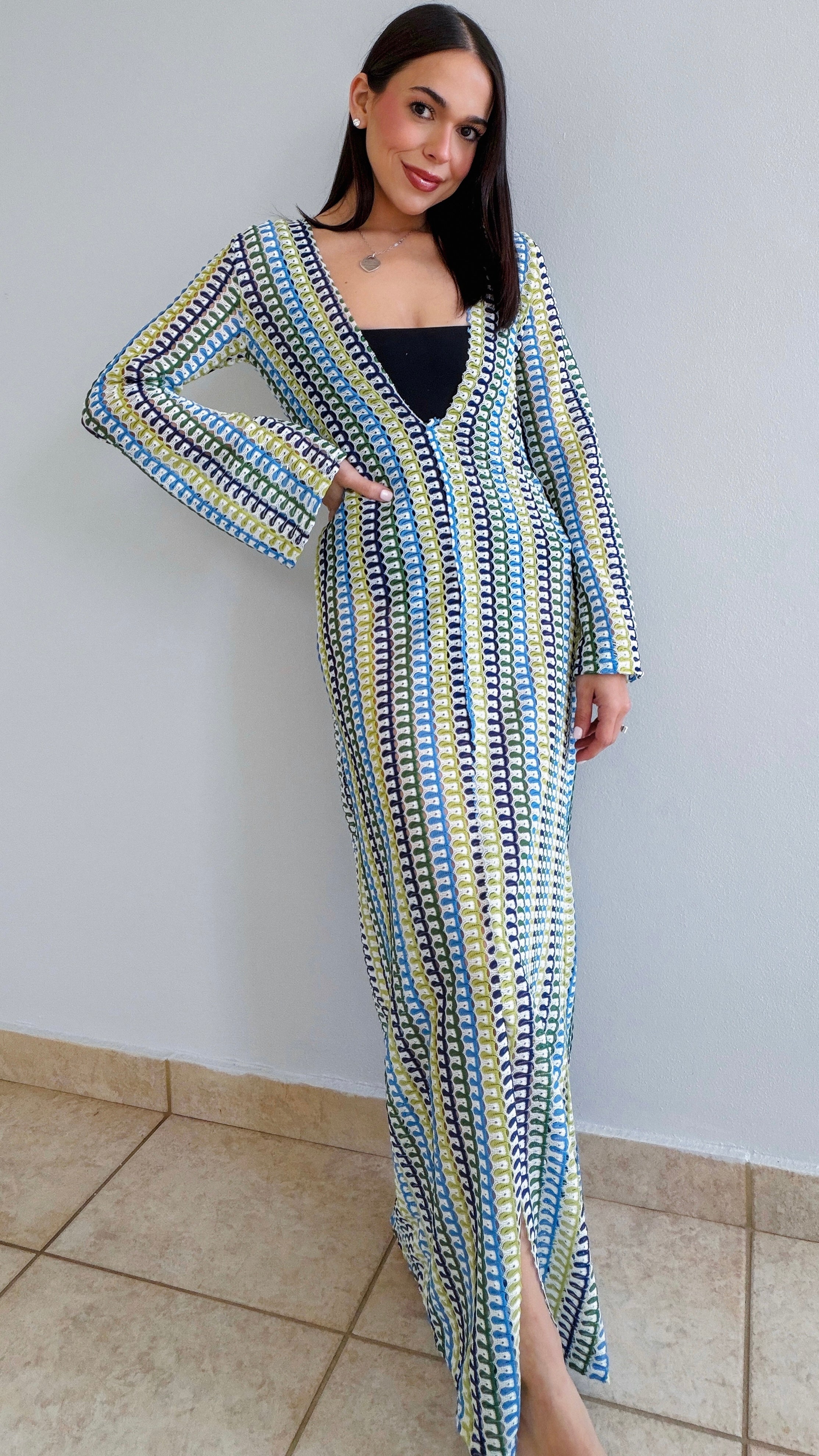 ARIELLA MAXI COVER UP IN BLUE/GREEN