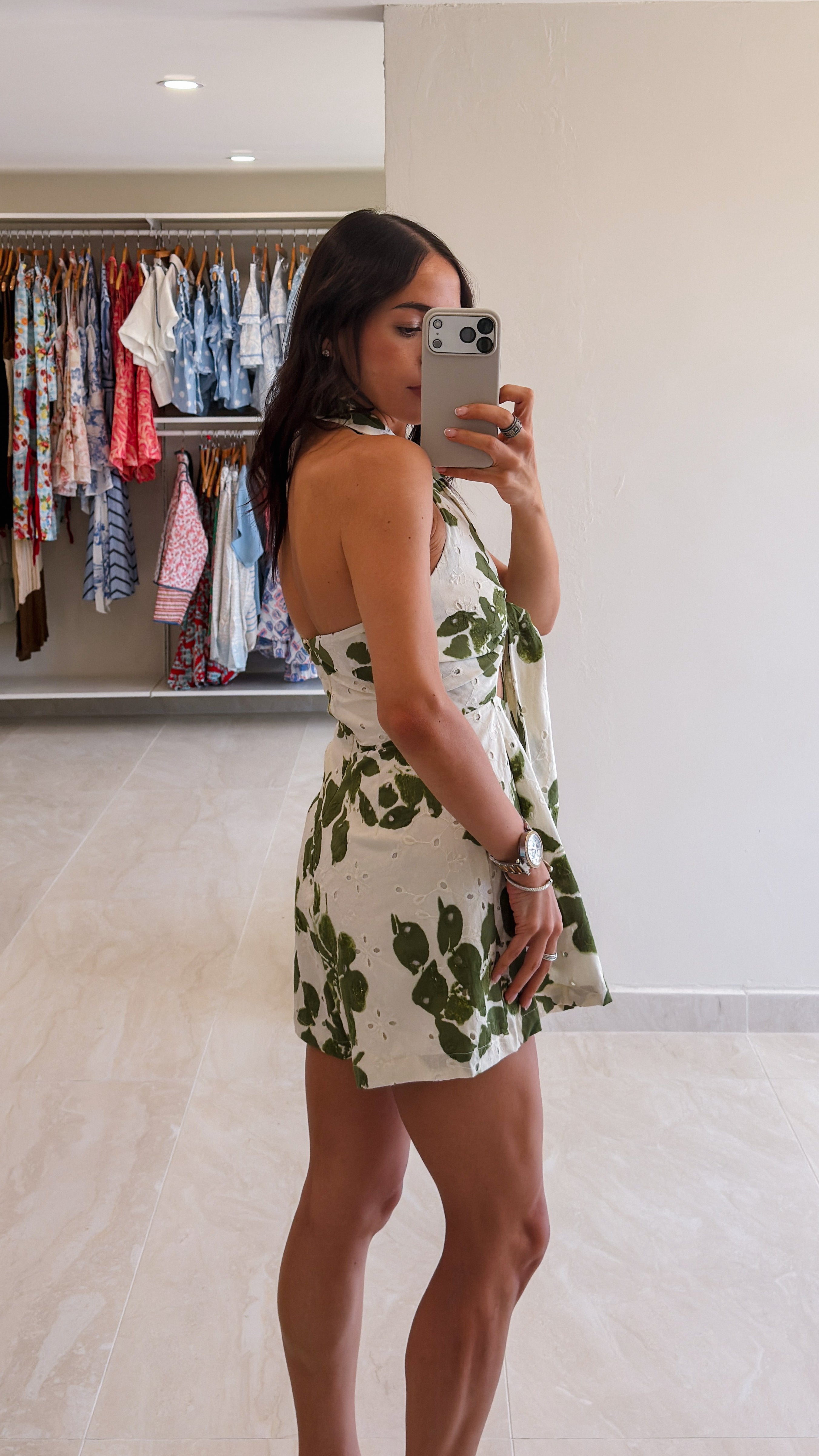 SASHA OLIVE EYELET TIE FRONT ROMPER