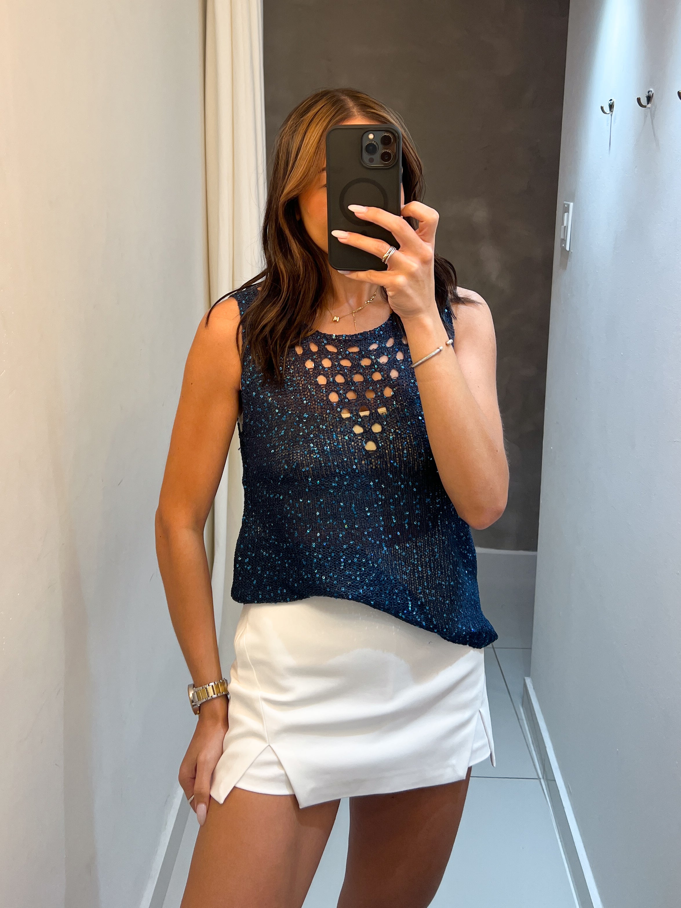 ISIS SEQUIN BLUE TOP