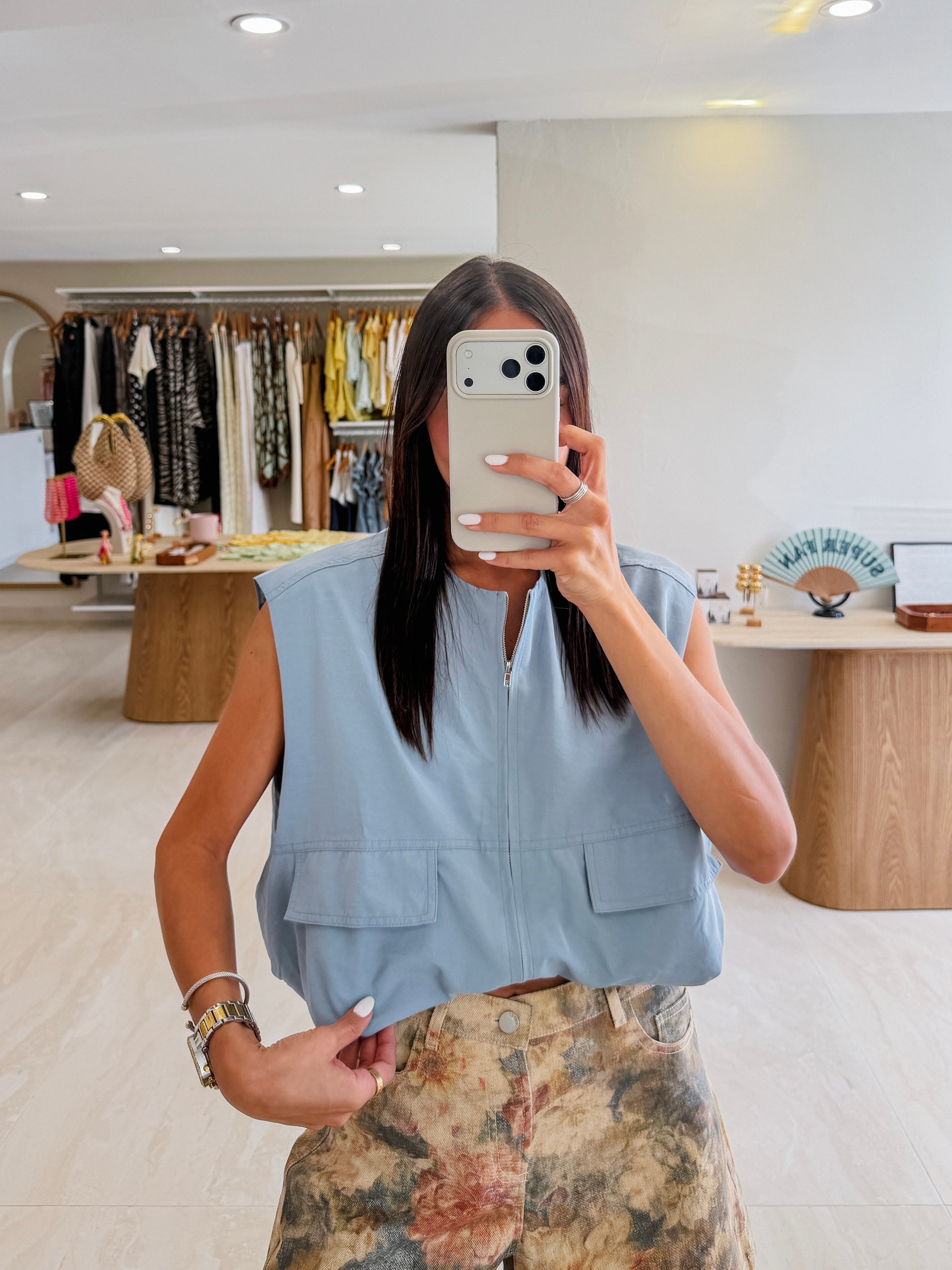 ARIANNA DUSTY BLUE CARGO VEST