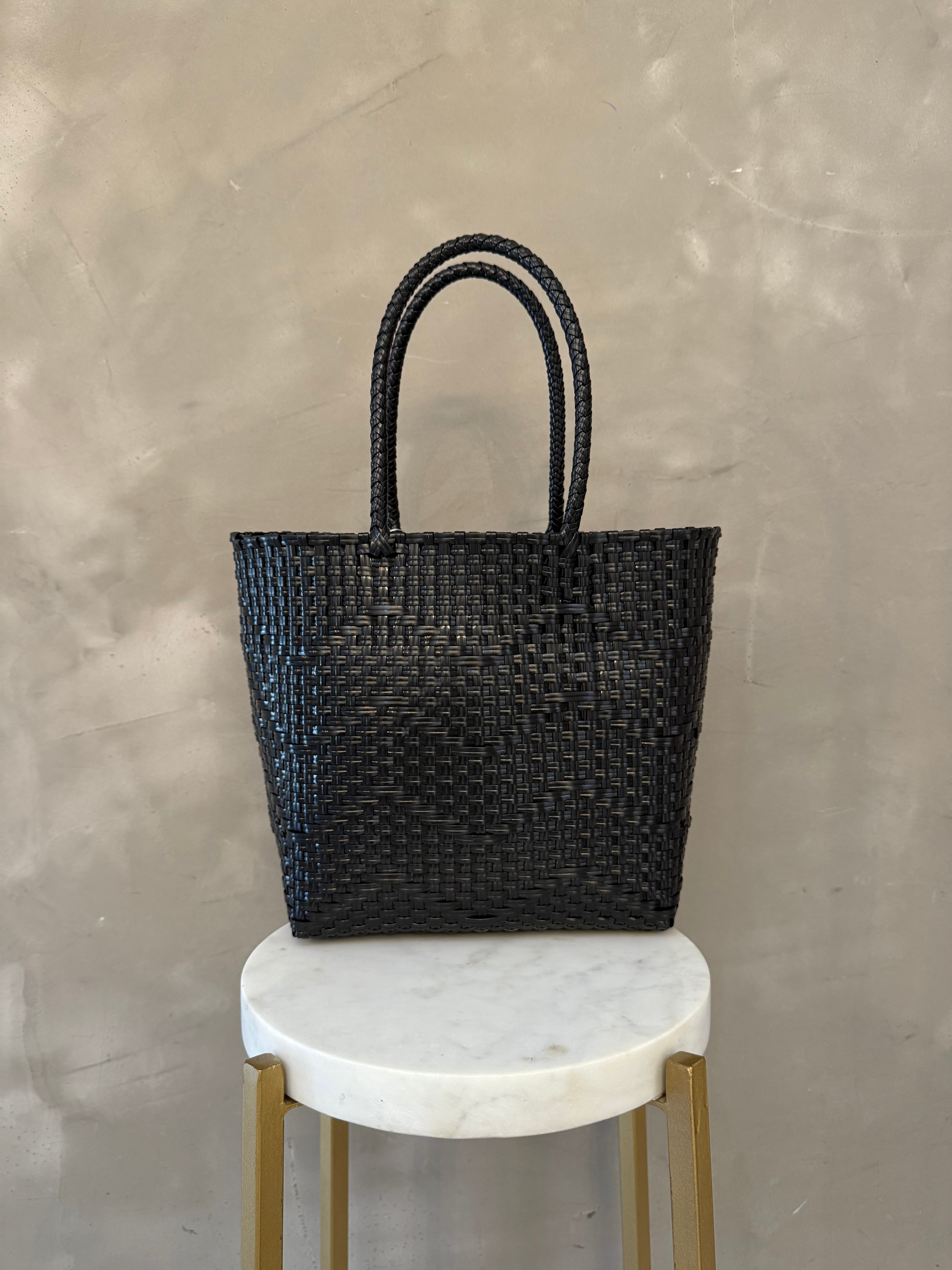 SARA BLACK PVC STRA BAG