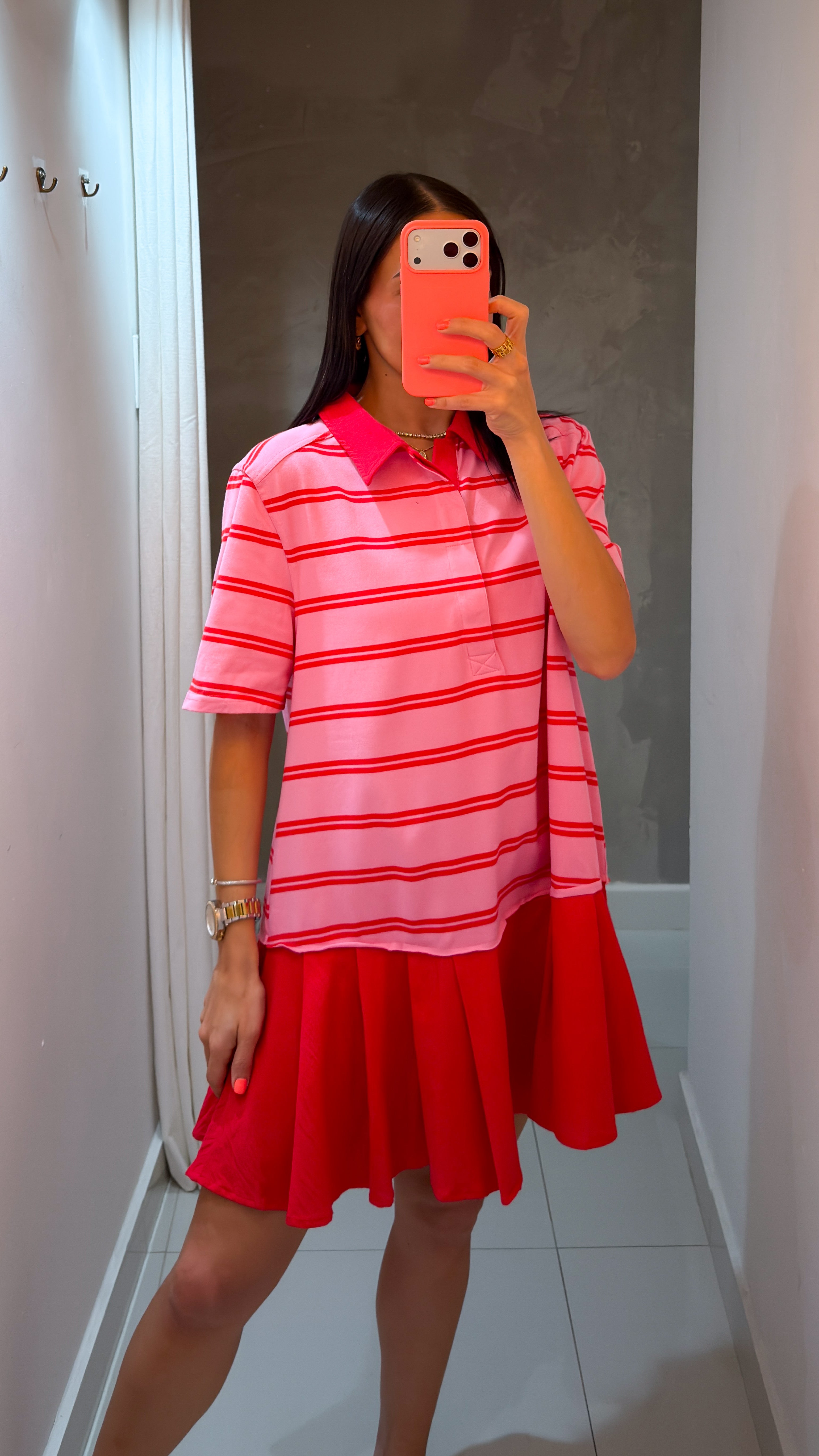 CRISTA STRIPED DRESS IN PINK