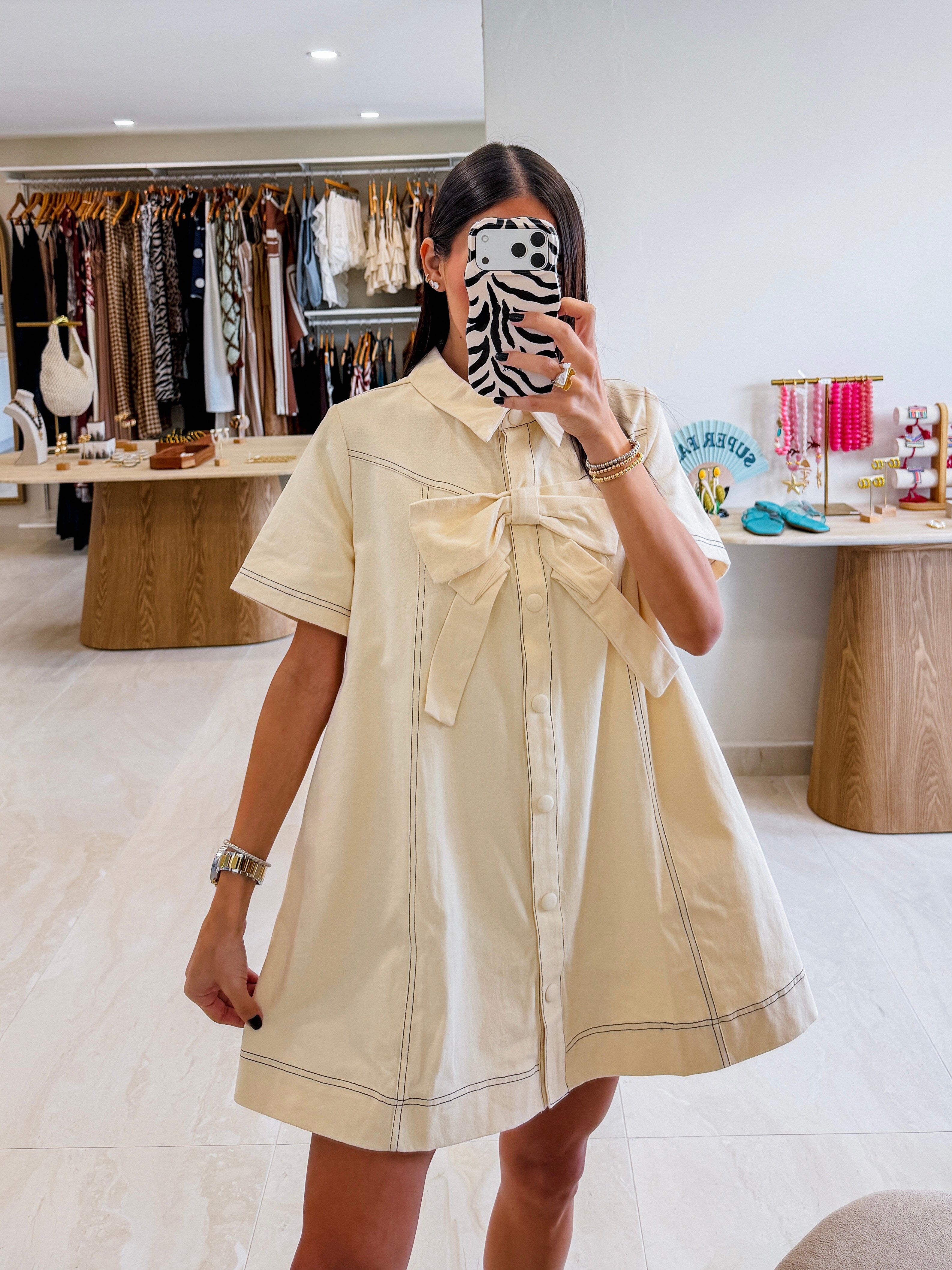 GABRIELLA BOW FRONT MINI DRESS
