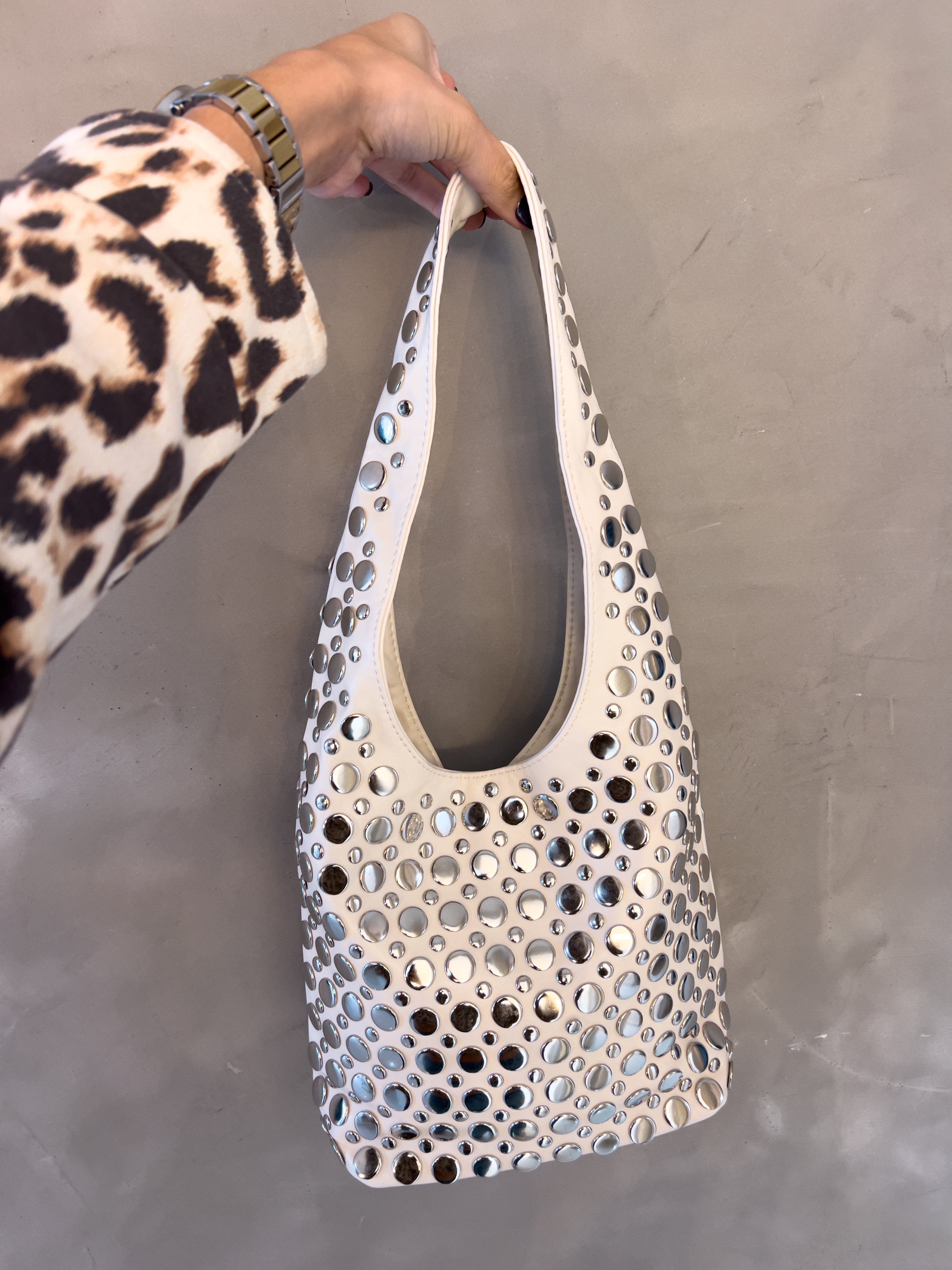 YRIS STUDDED BUCKET BAG