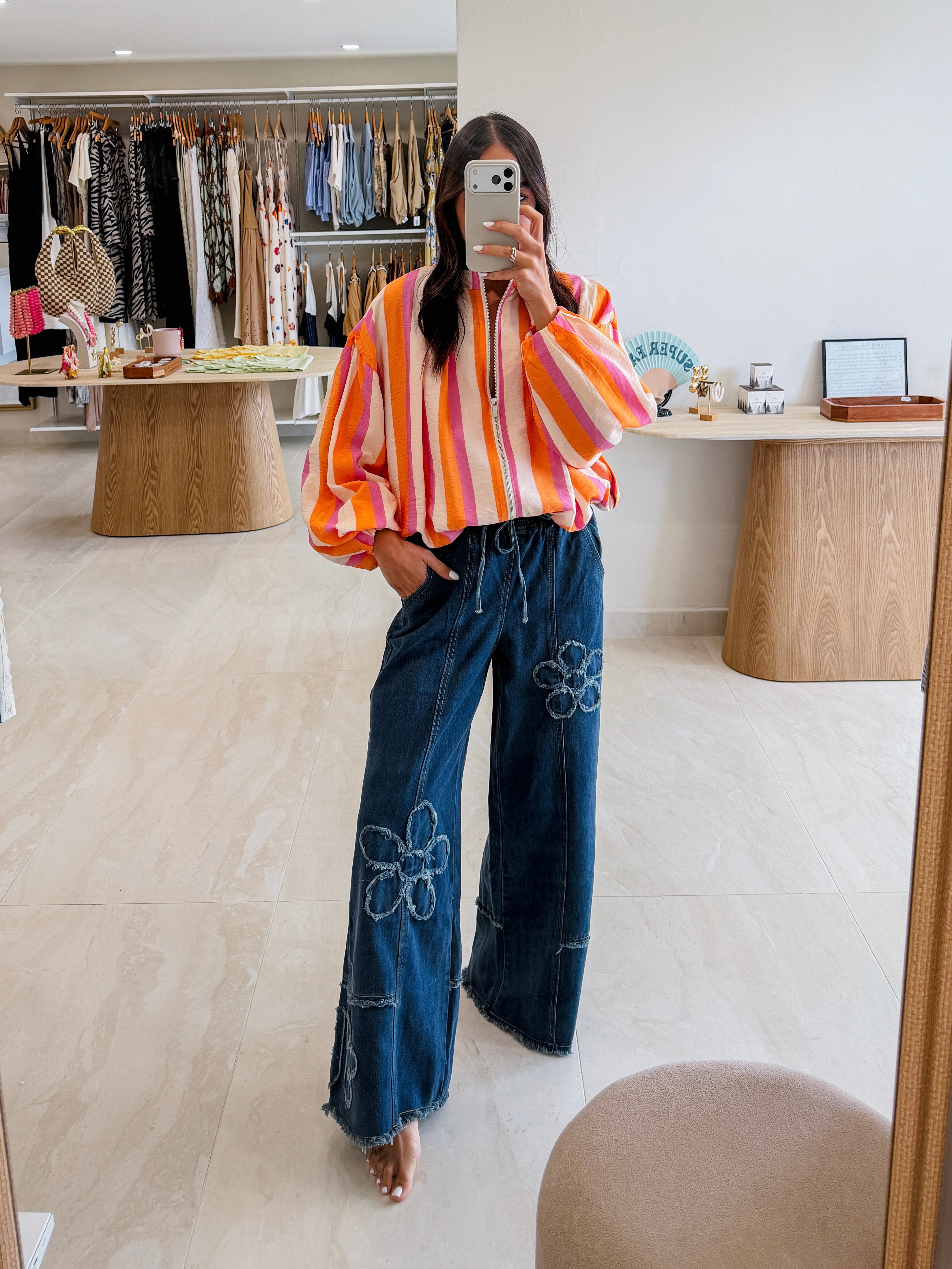 IRENE DARK DENIM FLOWER JEANS