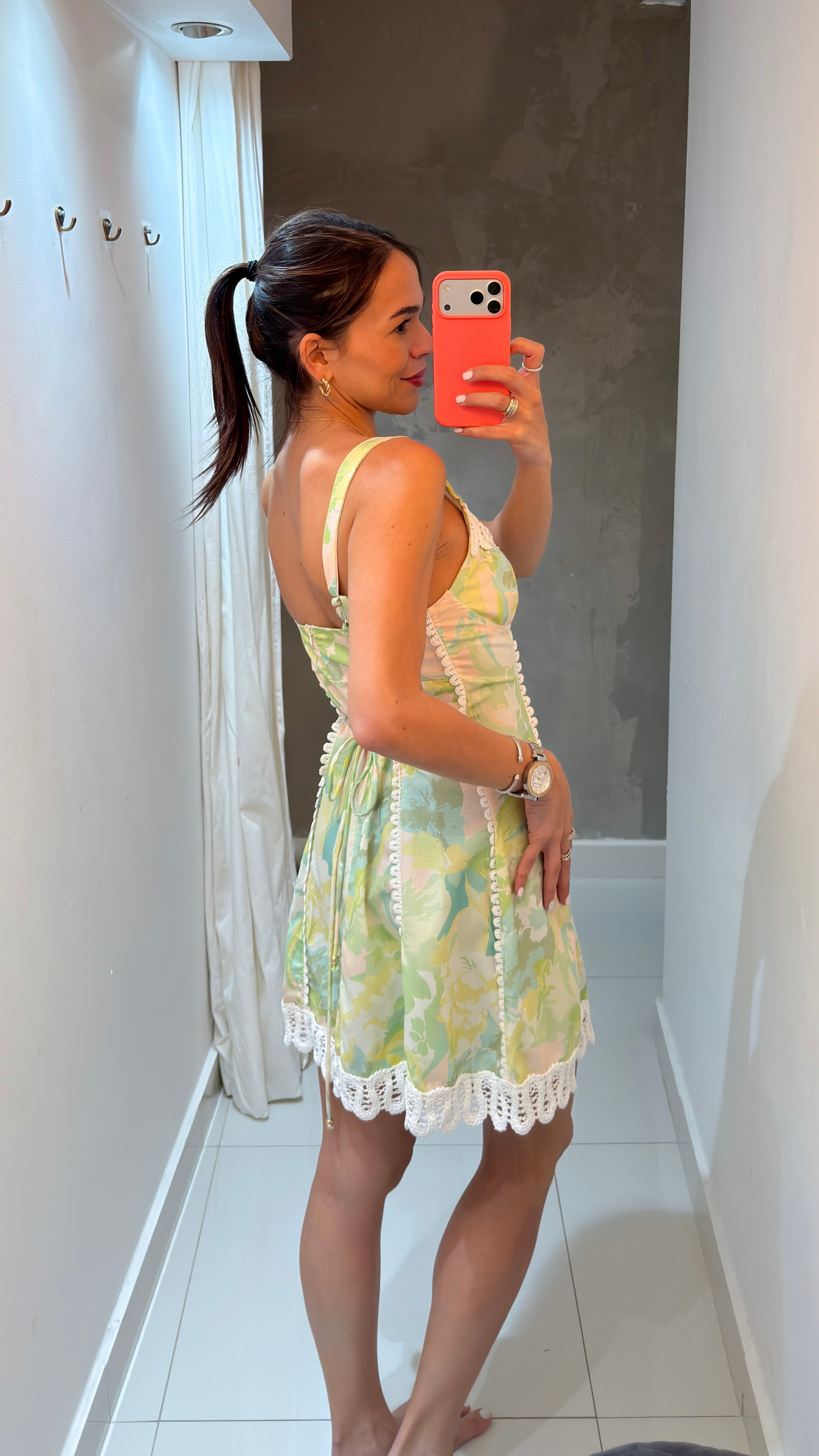 STACEY EMBROIDERED PRINT MINI DRESS