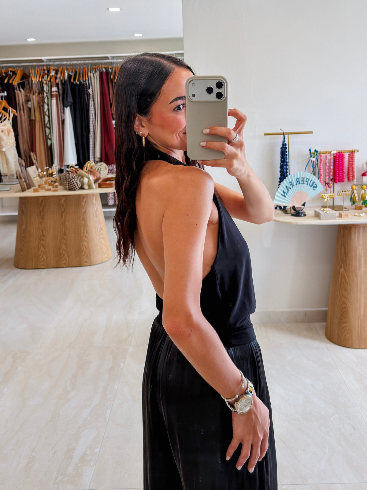 ALANIS BLACK HALTER CROP KNIT TOP