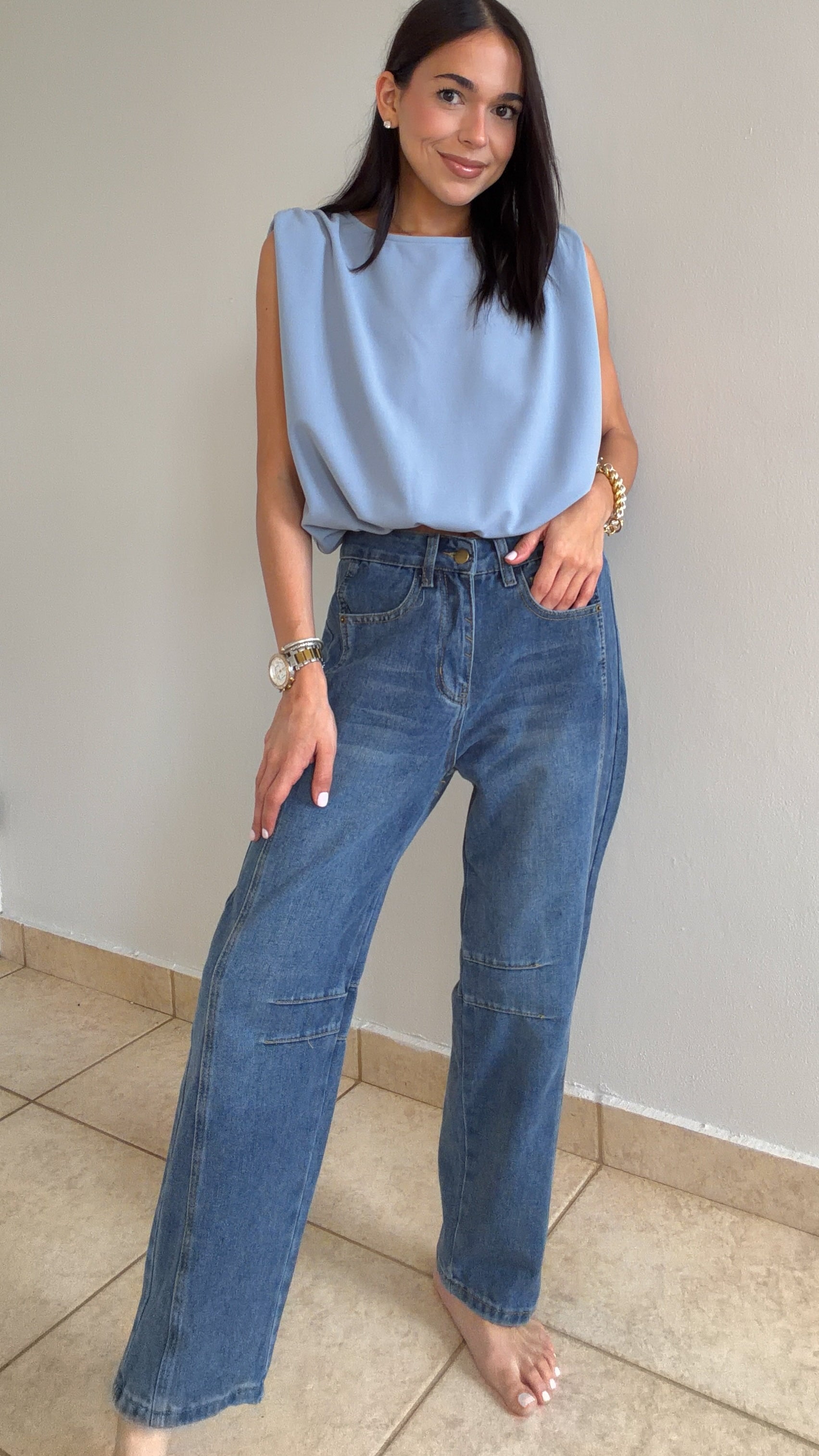 DARK WASH BARREL JEANS