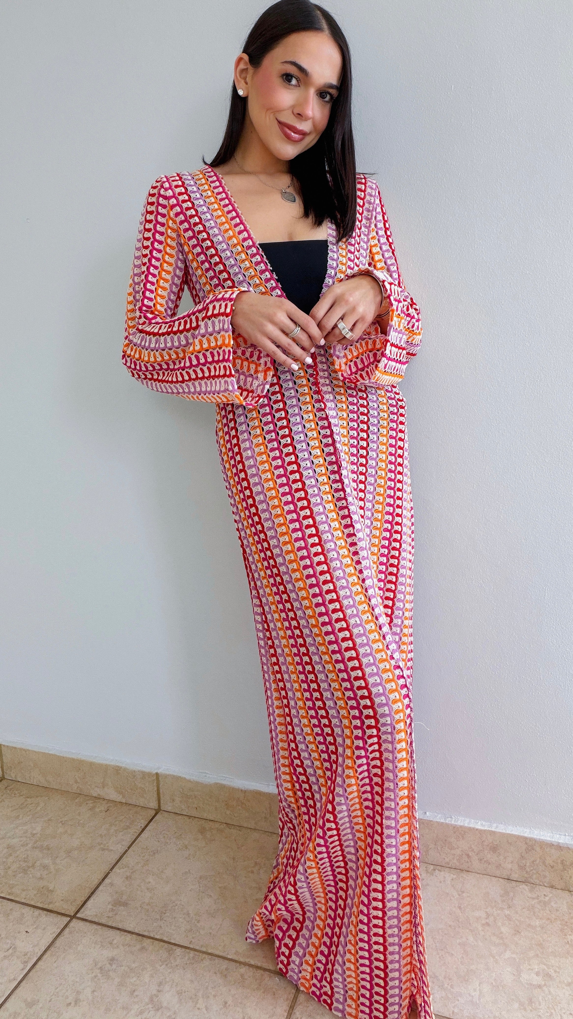 ARIELLA MAXI COVER UP IN PINK/RED