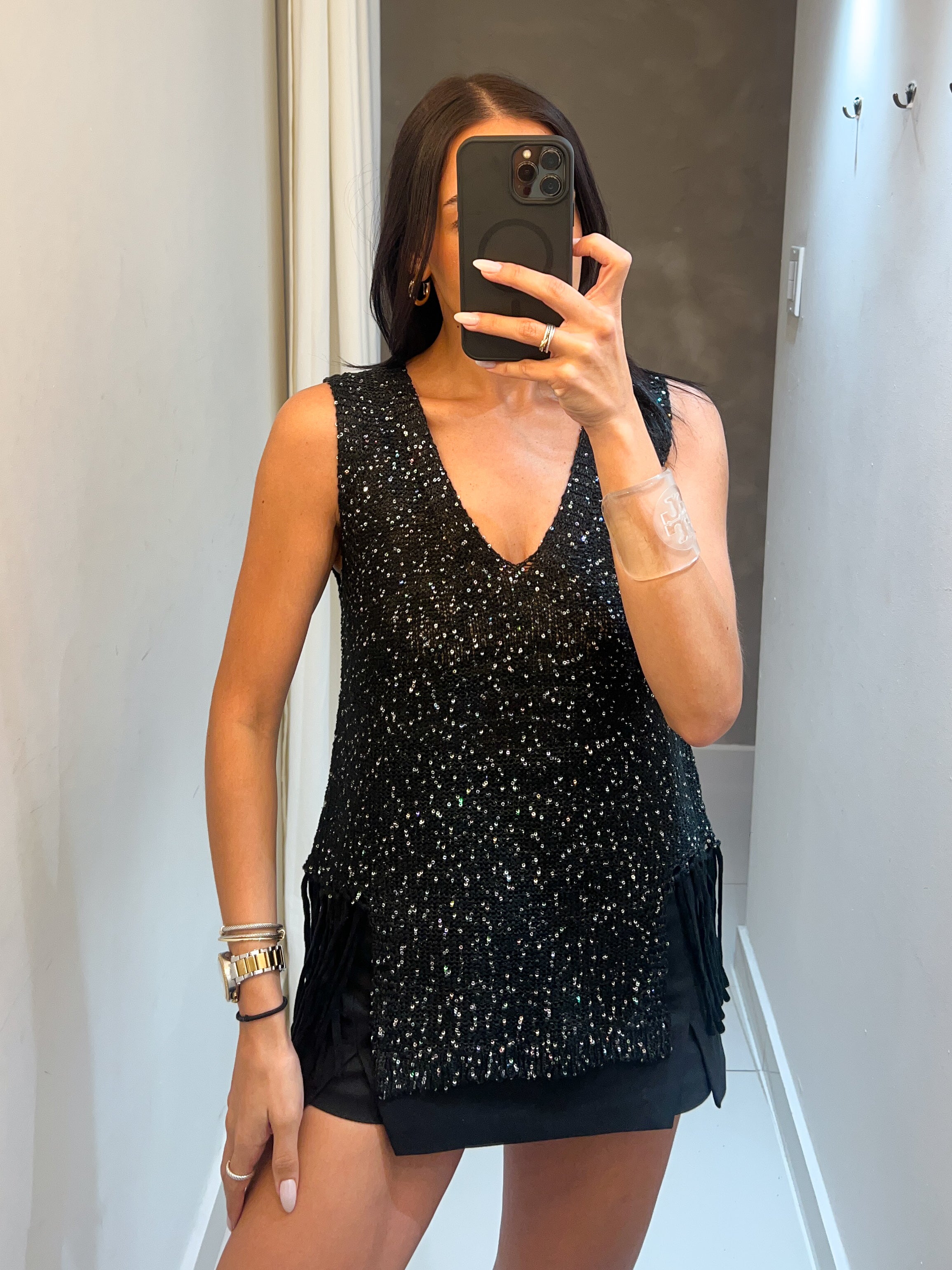ESTHER BLACK SEQUINS TOP