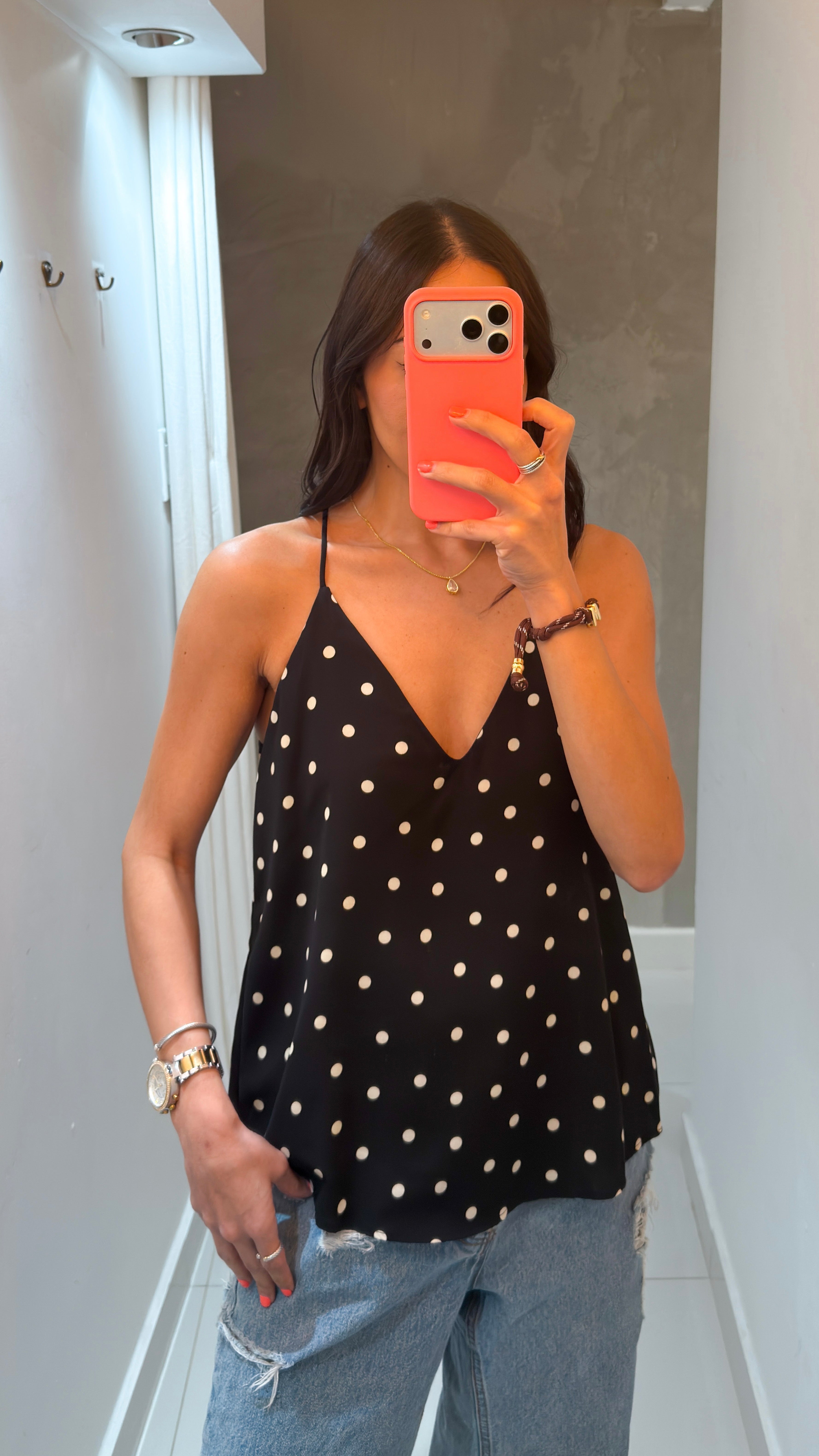 CECILIA BLACK POLKA DOT CAMI