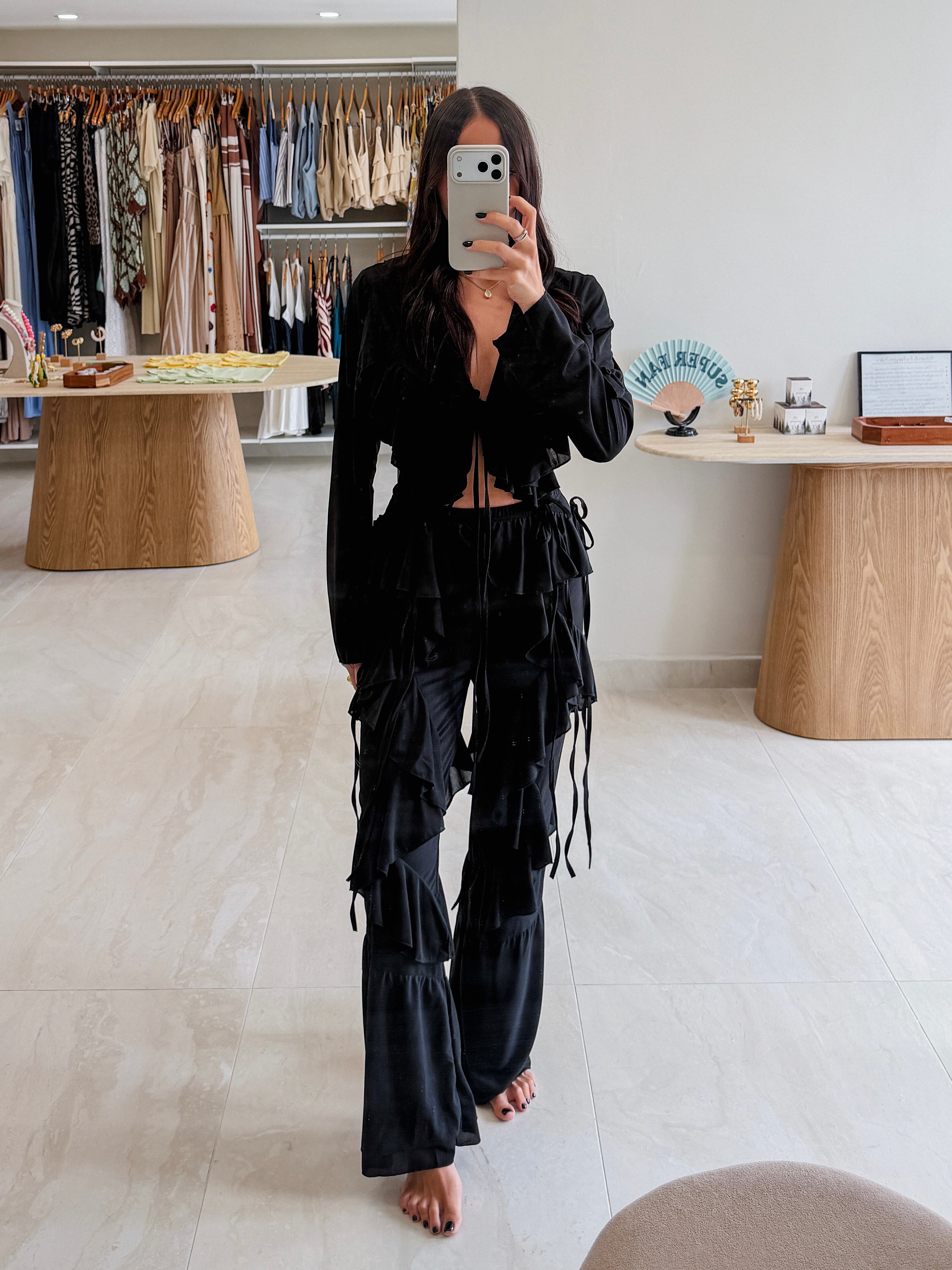 LEE BLACK RUFFLES PANT SET