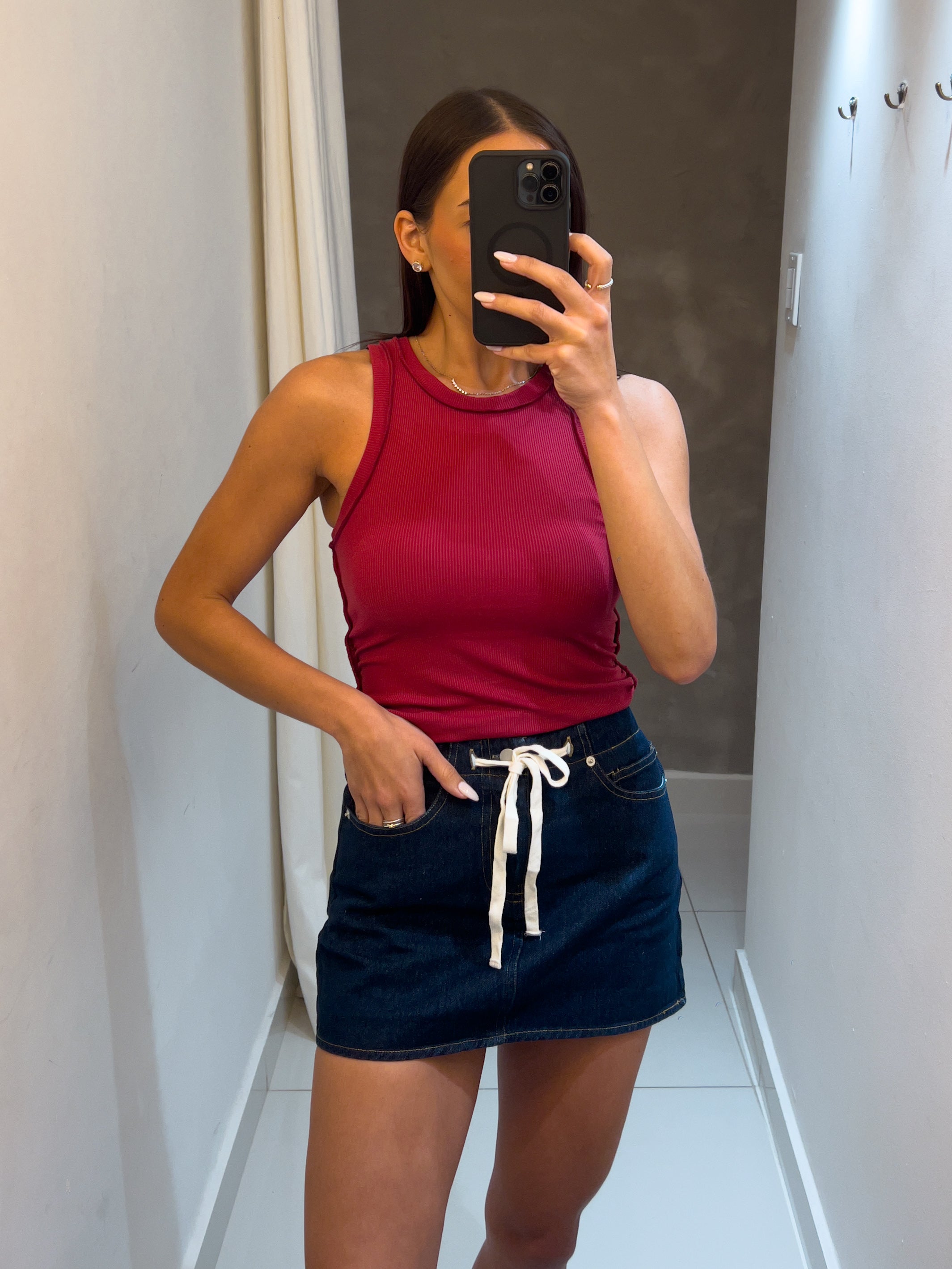 IRIS INDIGO STRING DETAIL MINI SKIRT