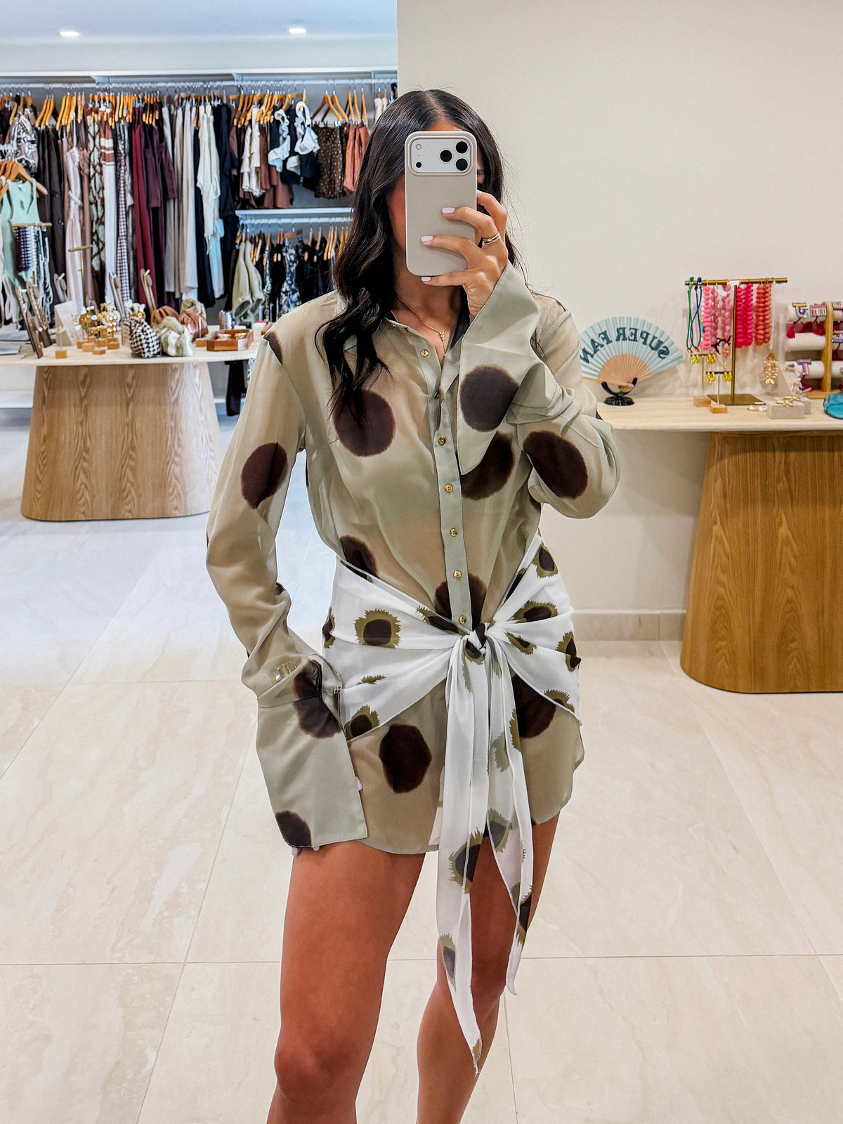 MARTINA GREEN MINI DRESS & SCARF