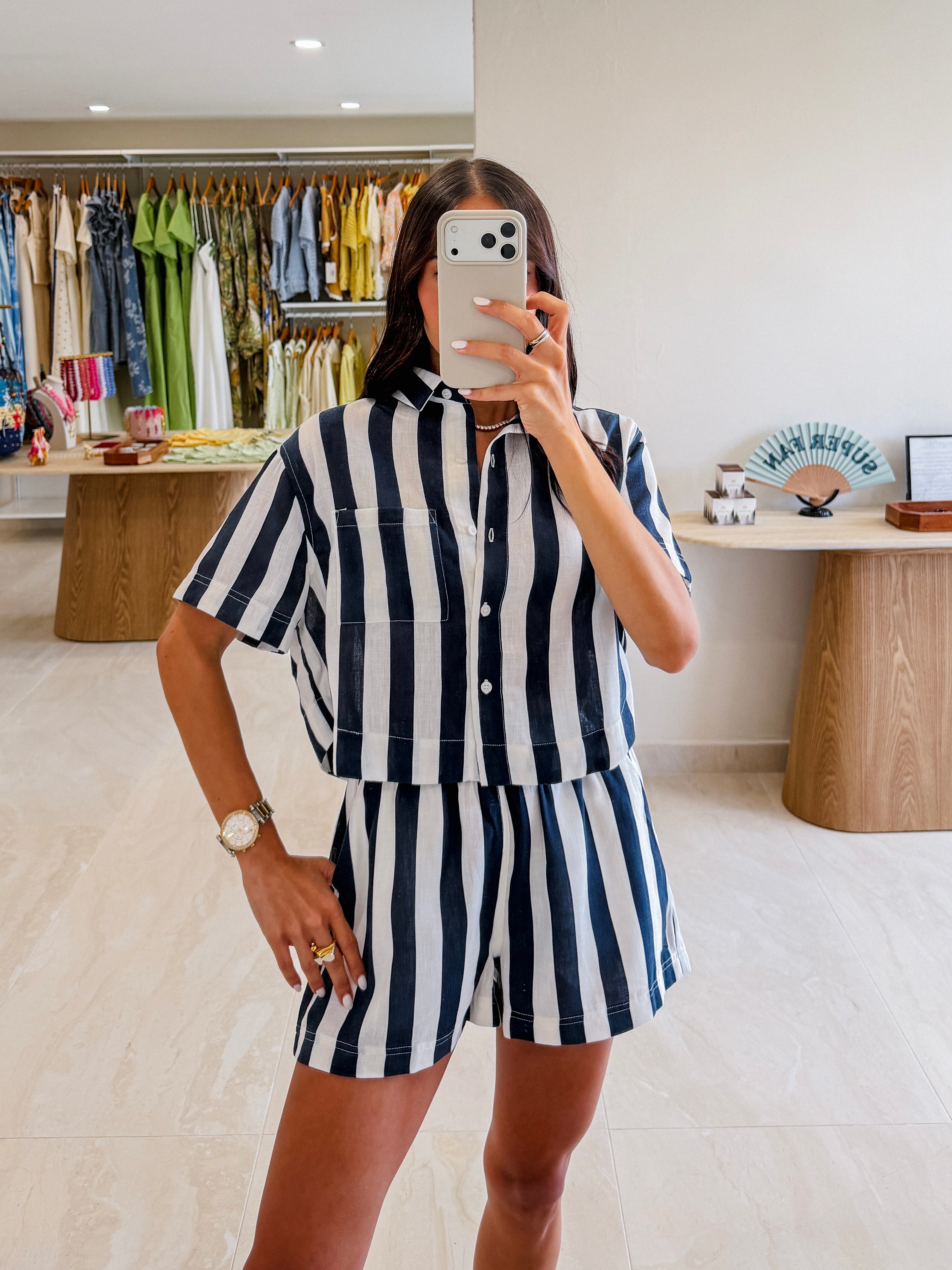 SOL NAVY STRIPED SHORTS SET