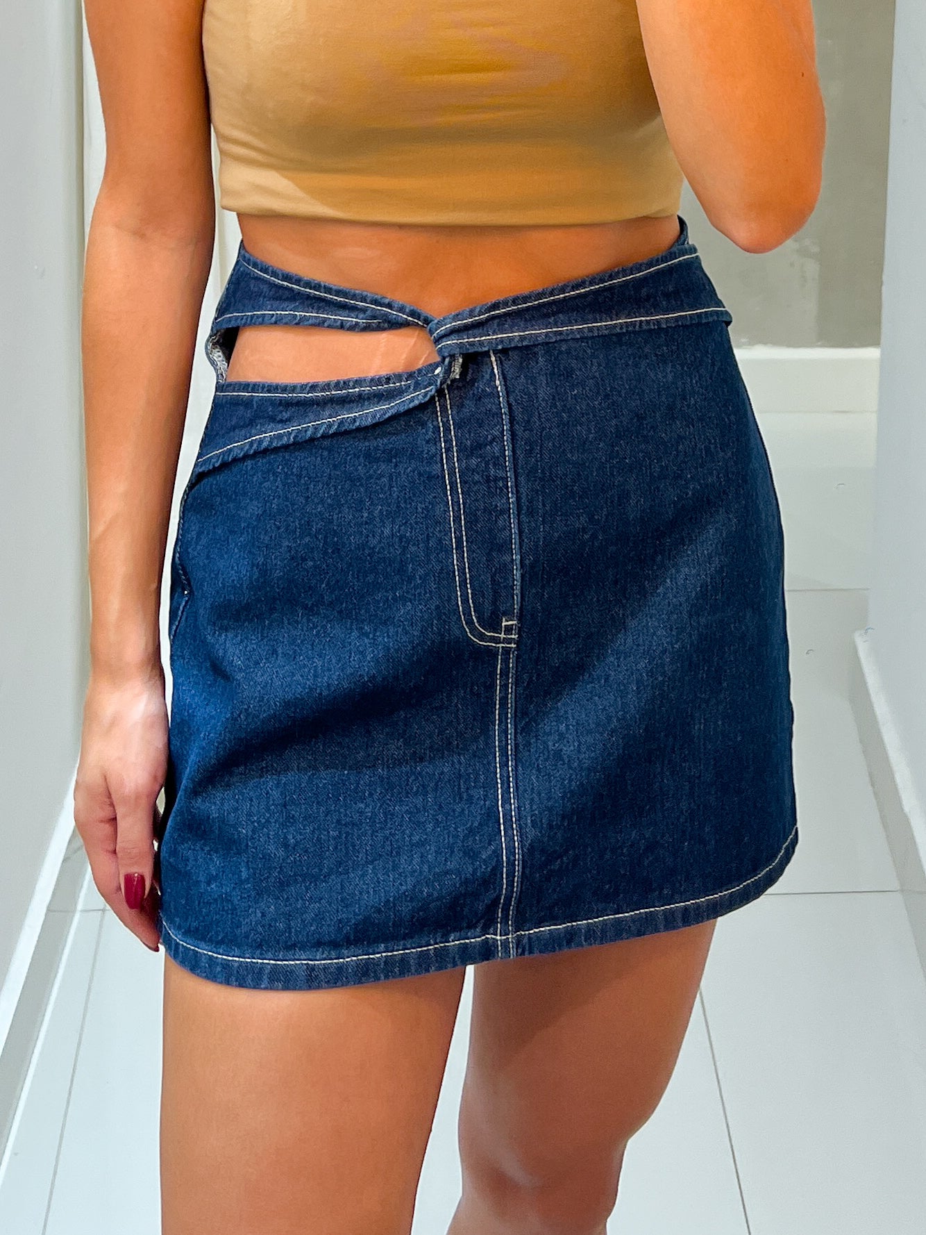 INNA CUT OUT DENIM SKIRT