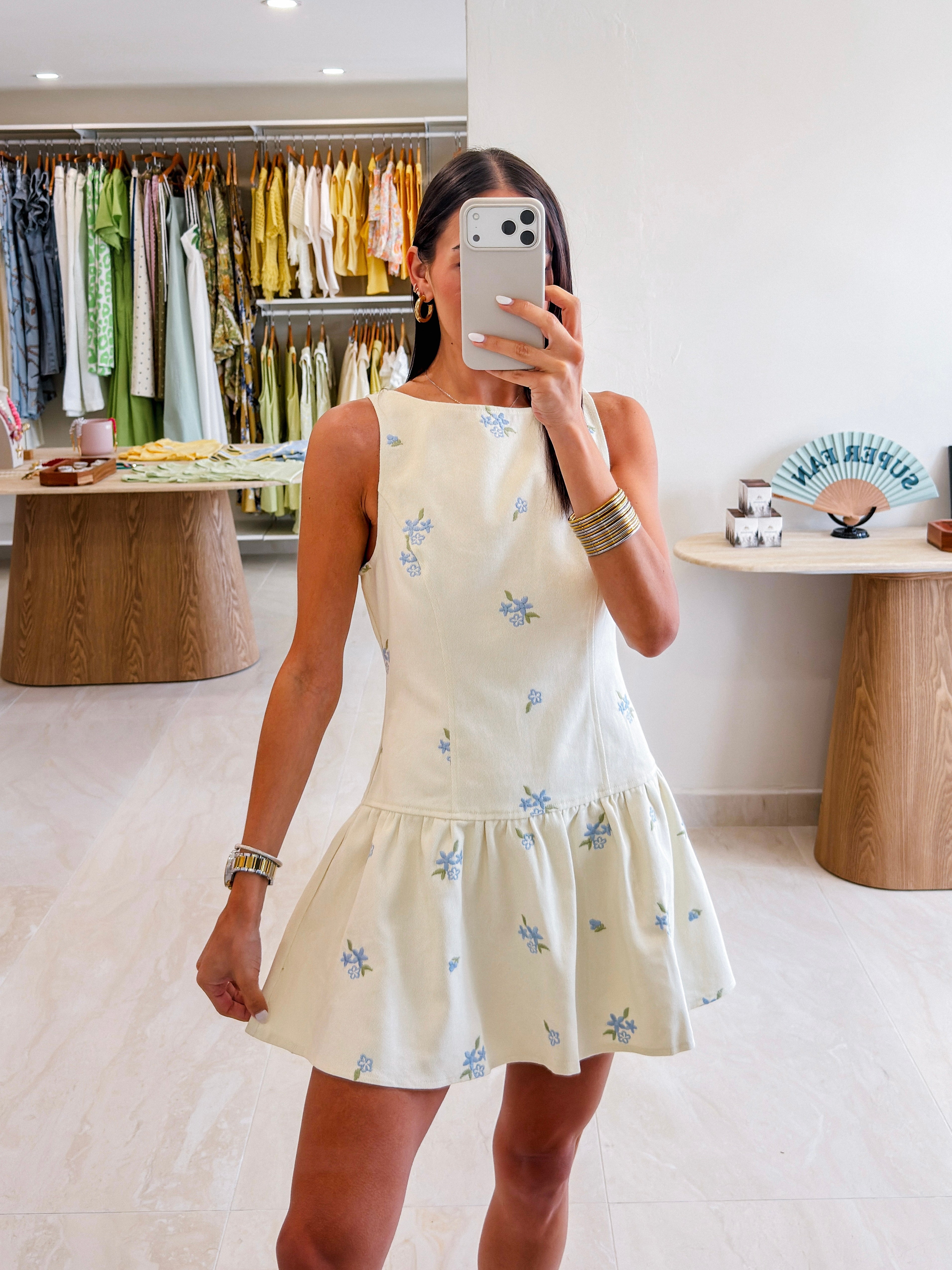 GIANNA FLORAL DENIM DRESS