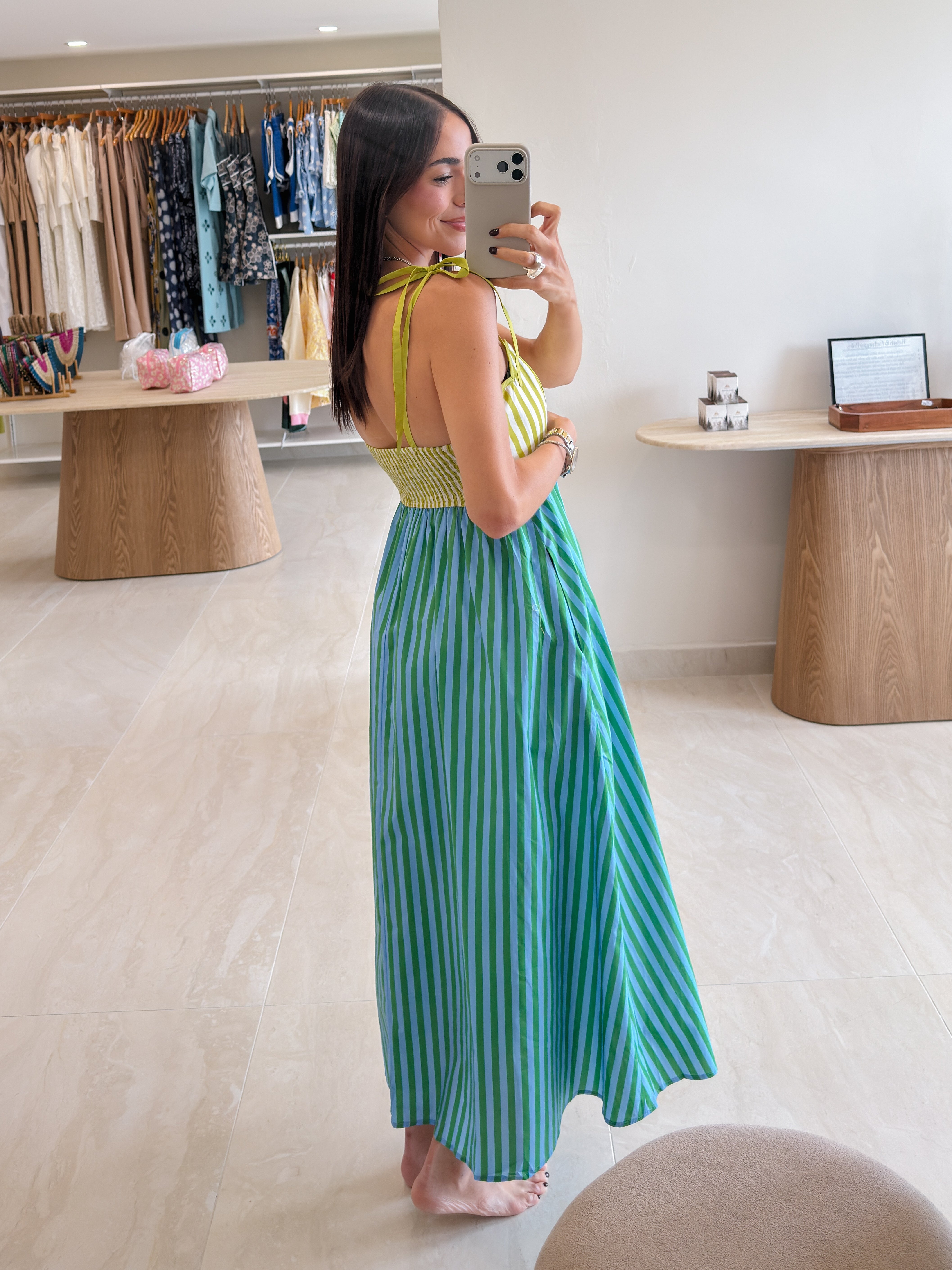 KELLY KIWI COLOR BLOCK MAXI DRESS
