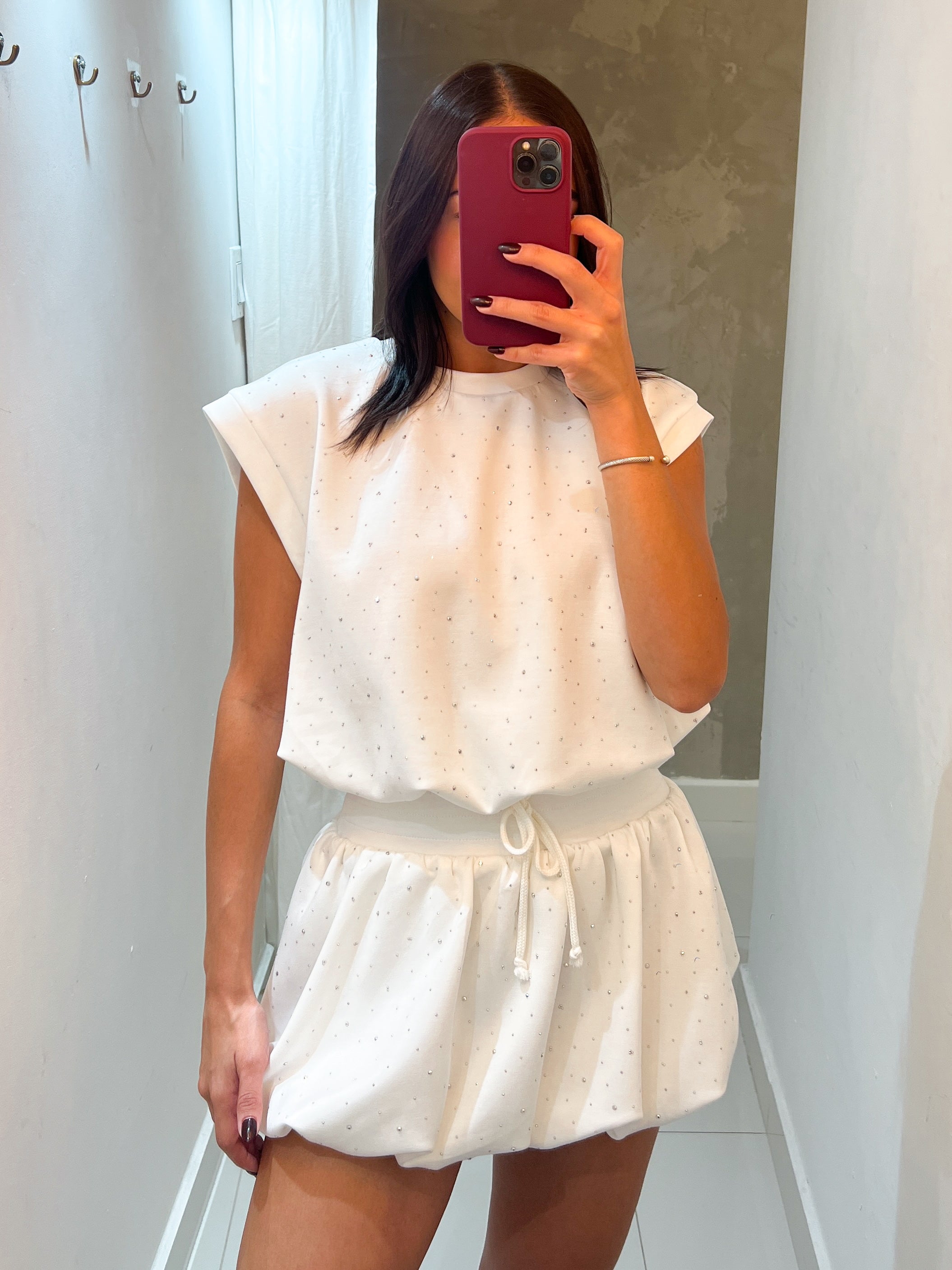 ICON BUBBLE SKIRT BLING SET IN WHITE
