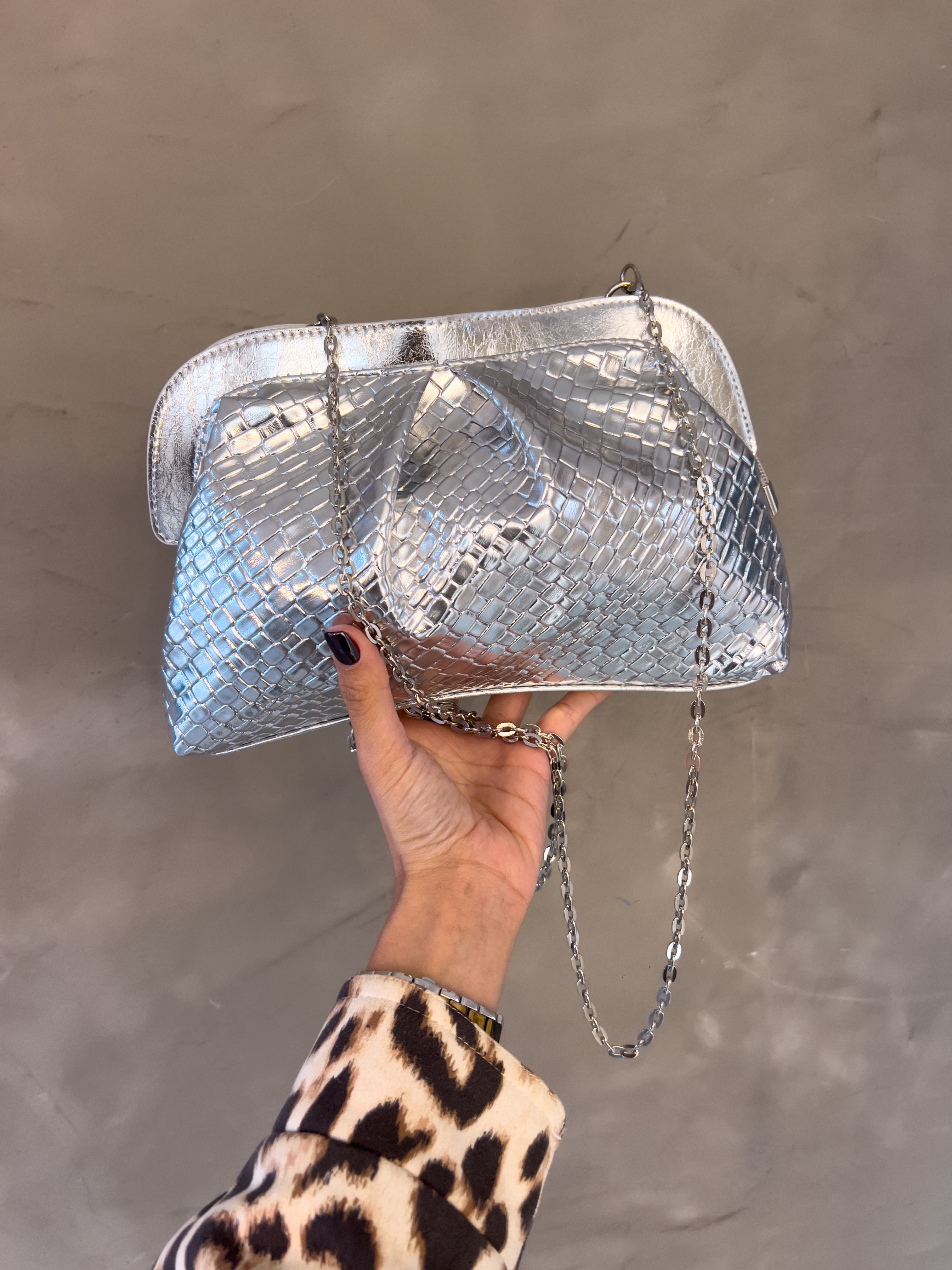 ALICE SILVER DUMPLING BAG