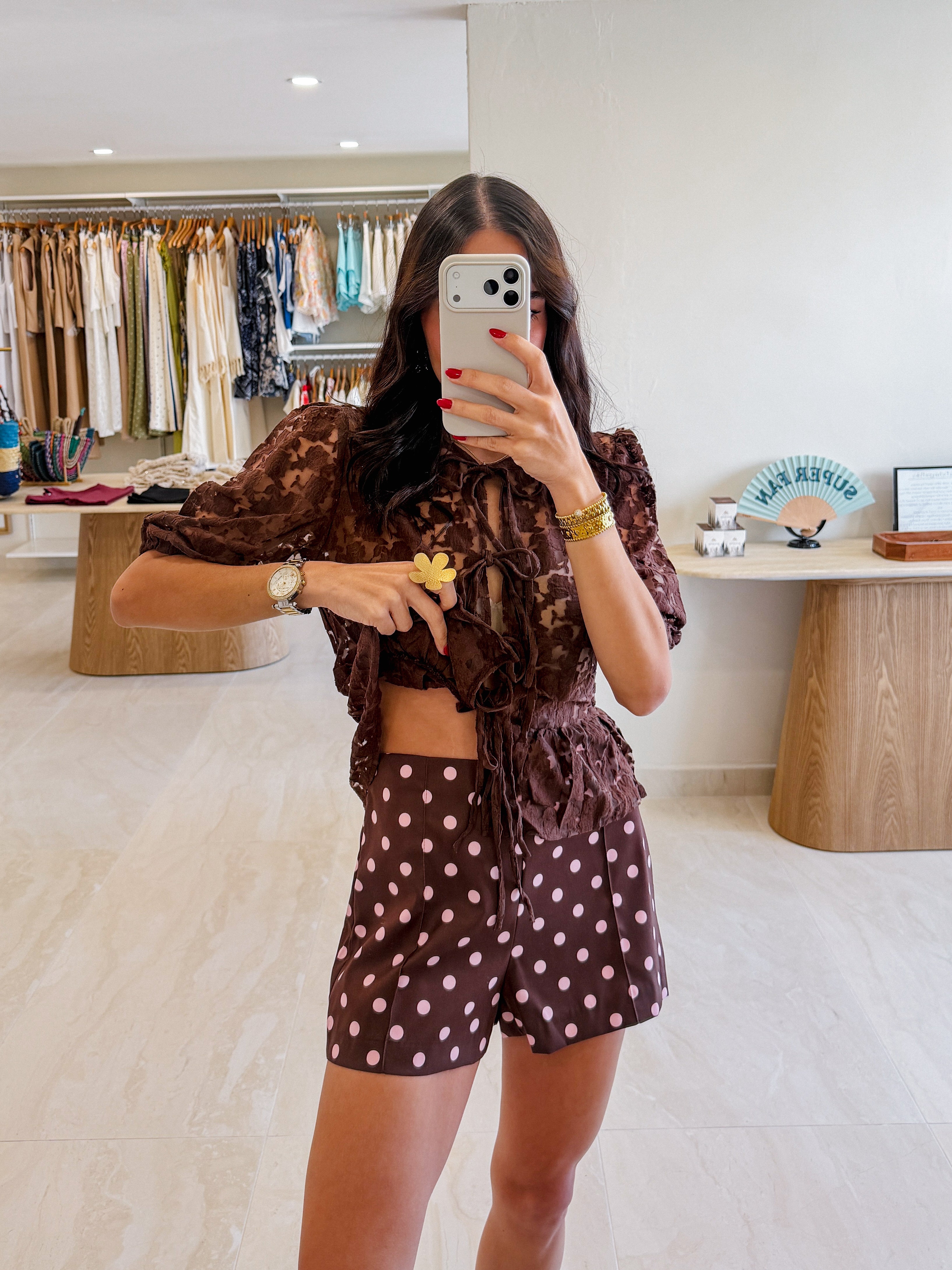 INNA BROWN/PINK TAILORED SHORT