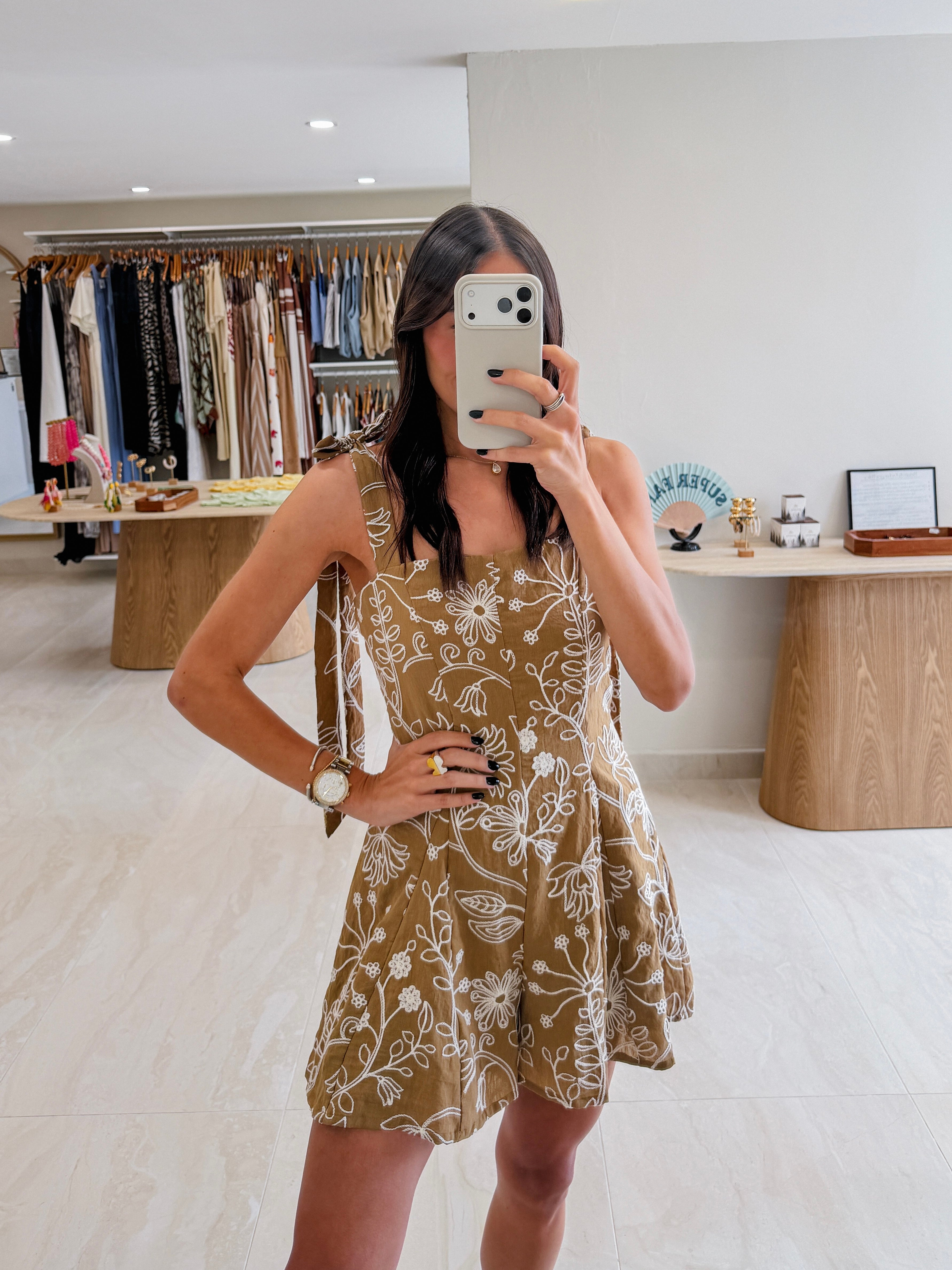 AELIA BROWN FLORAL ROMPER