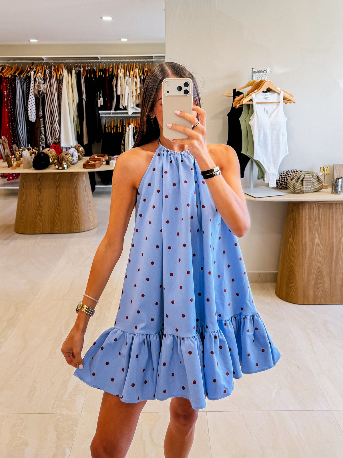 HANNAH BURGUNDY POLKA DOT DRESS