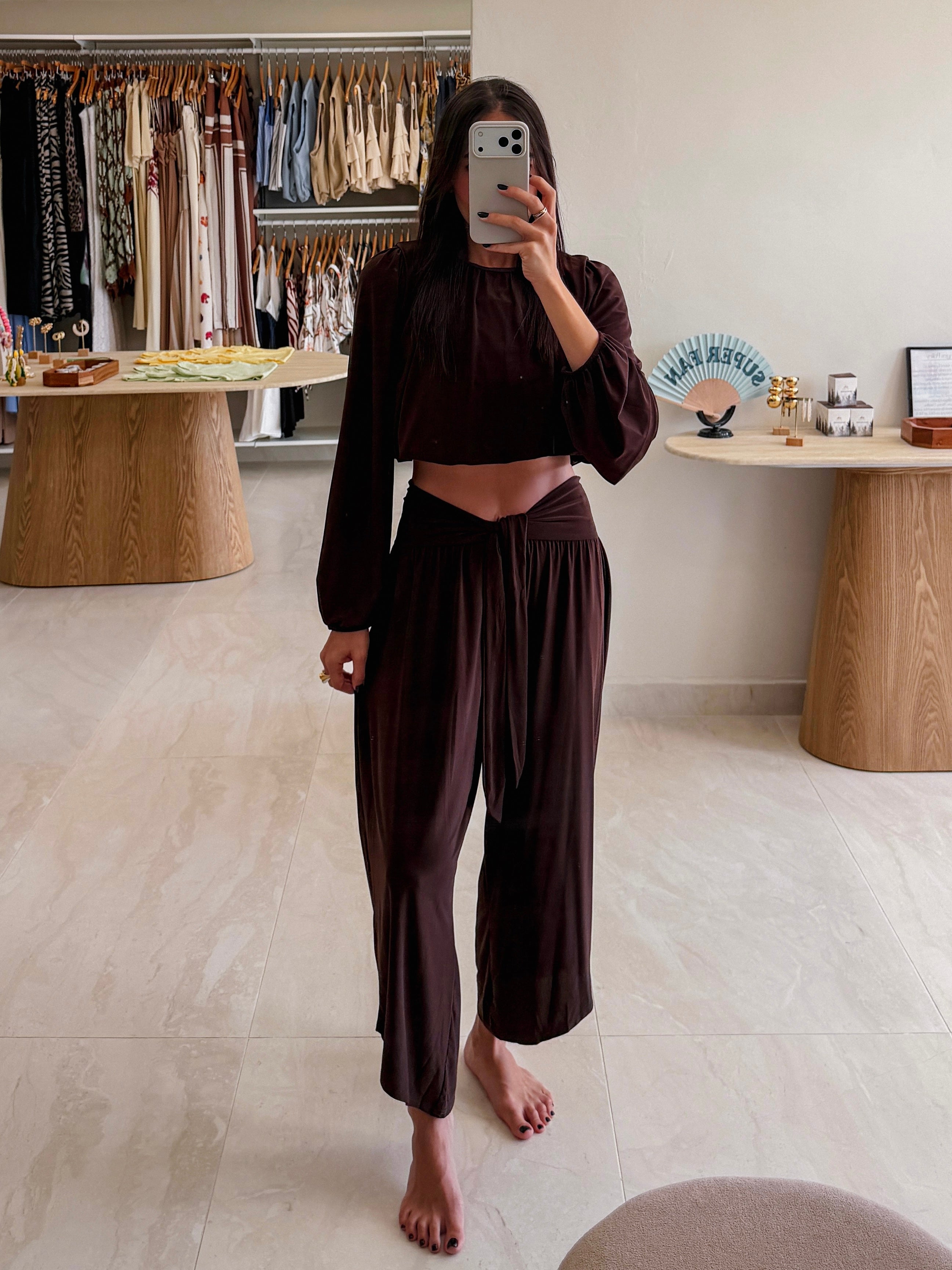 HARLOW DARK BROWN PANTS SET