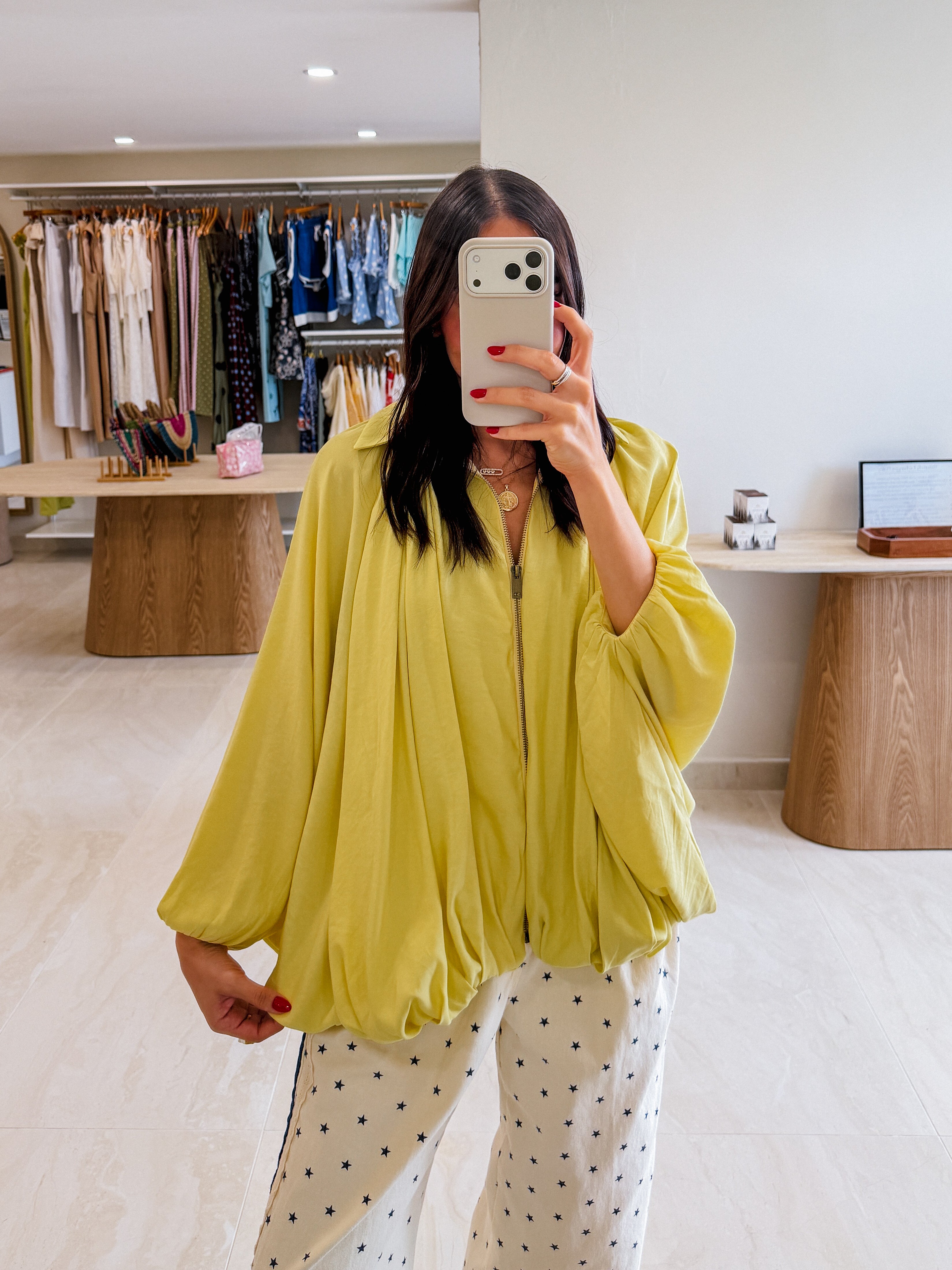 TAMARA BUBBLE LONG SLEEVE BLOUSE IN YELLOW