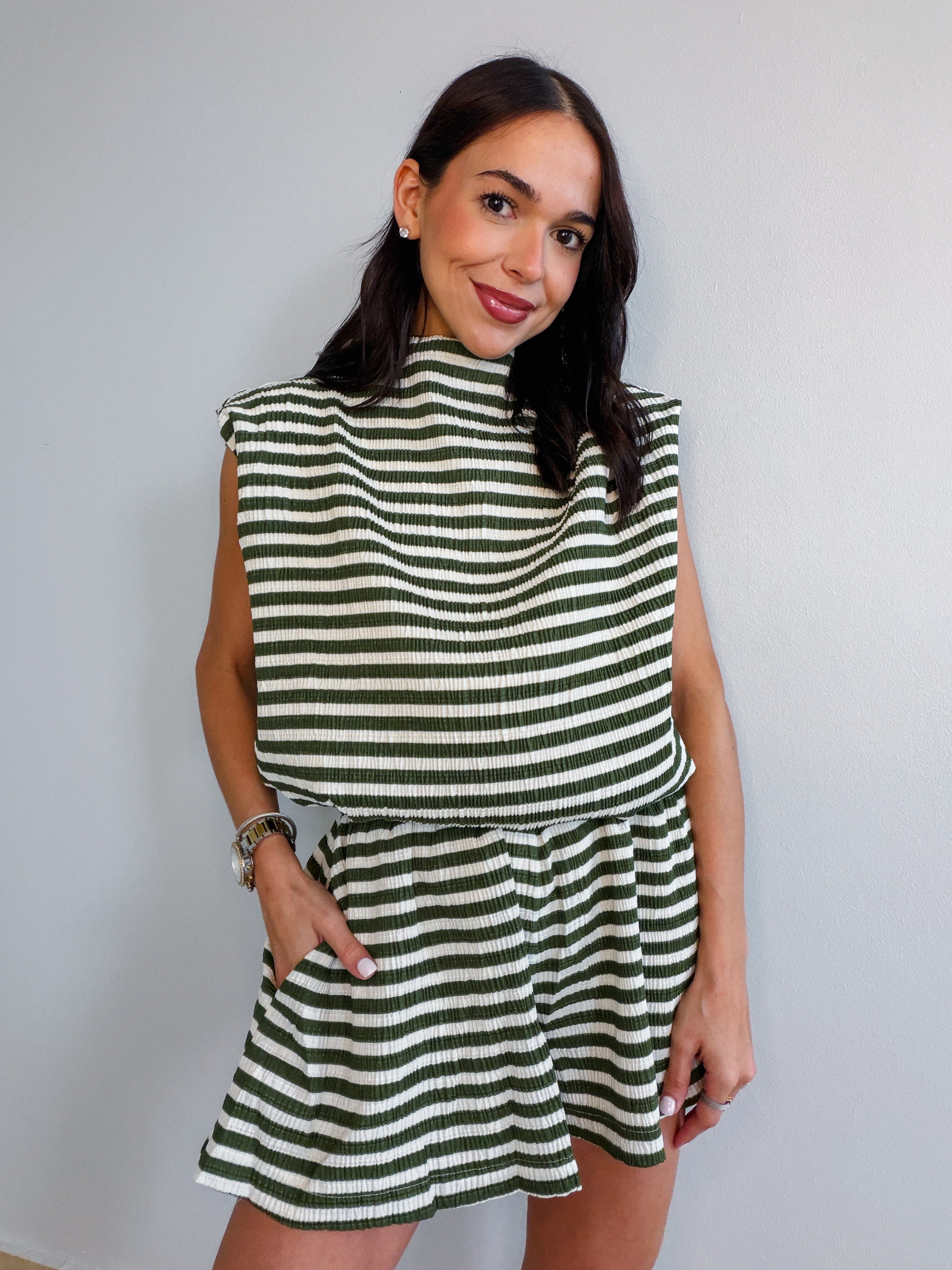 NATALIA GREEN STRIPES SET